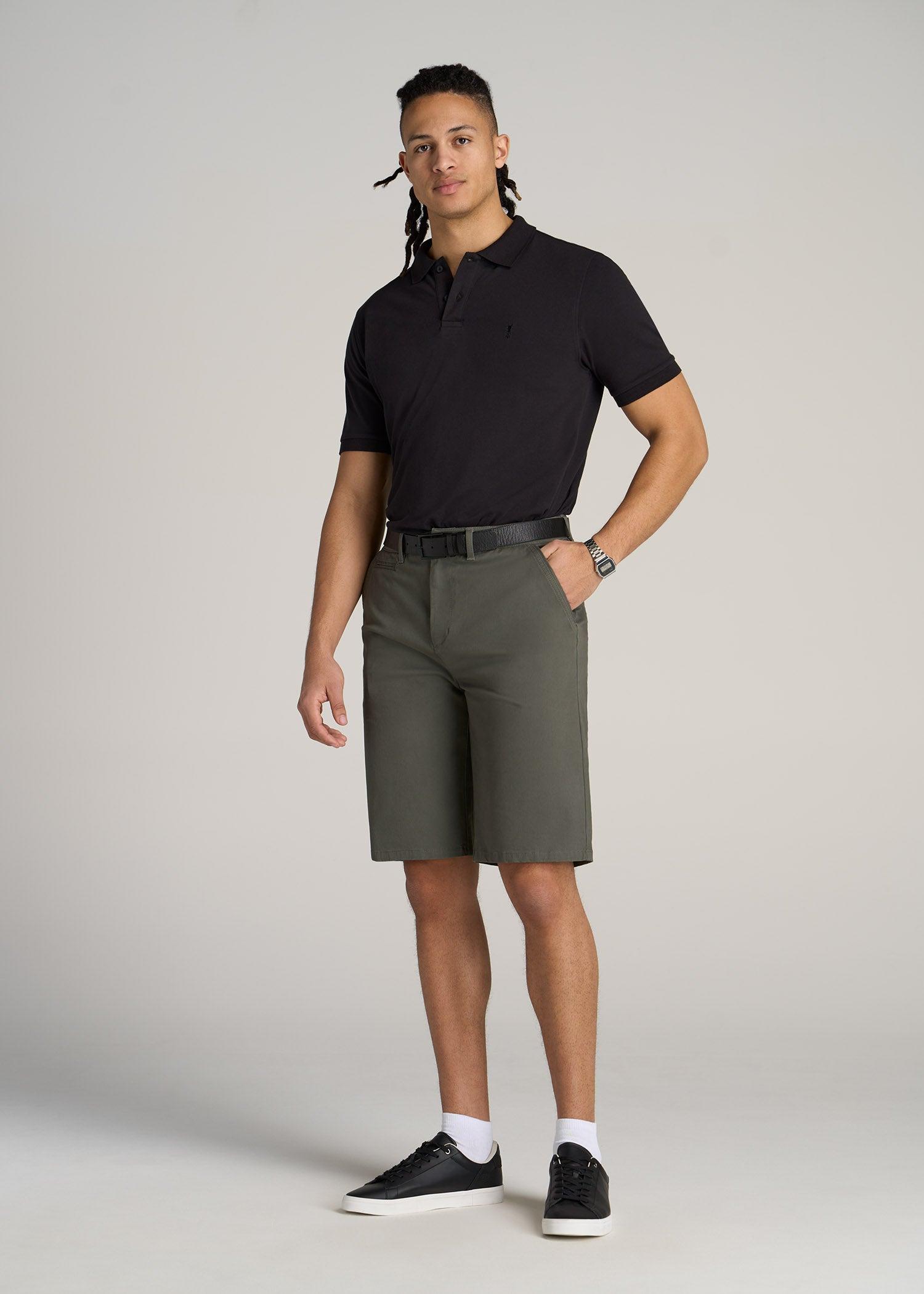 Classic Polo with Embroidered Logo for Tall Men in Spring Olive Male Product Image
