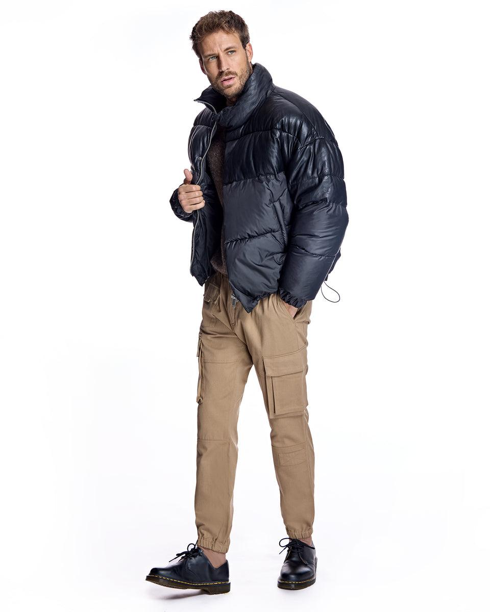Men's Leather and Poly Horizontal Bomber Product Image