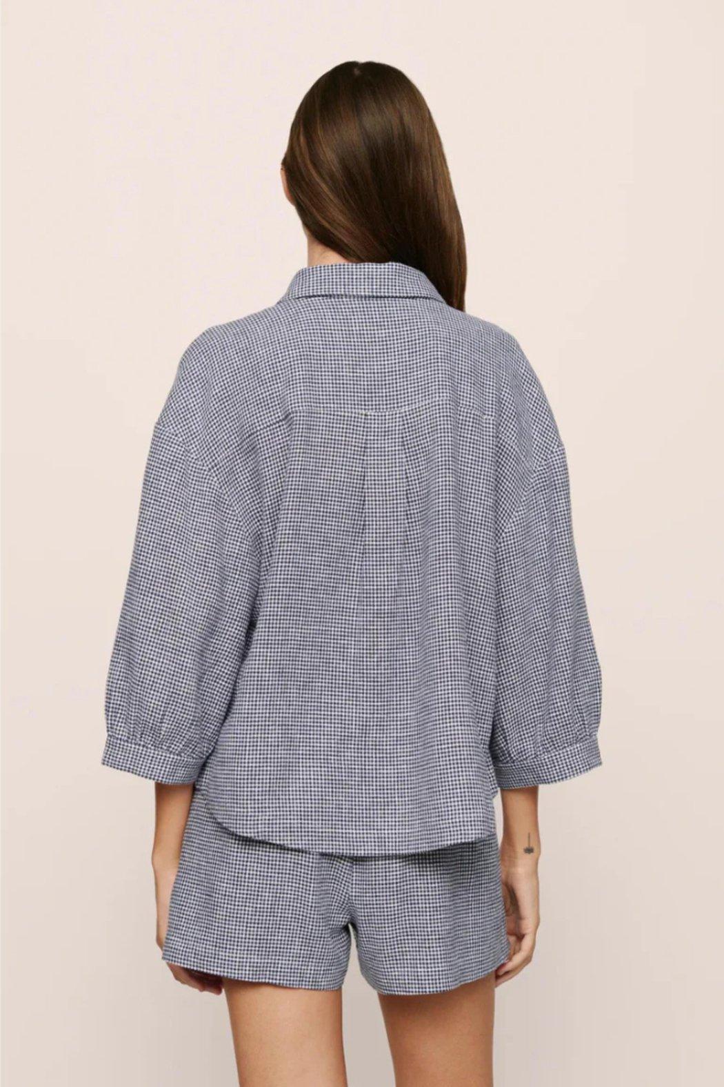 LINEN BLEND RELAXED SLEEVE TOP Product Image
