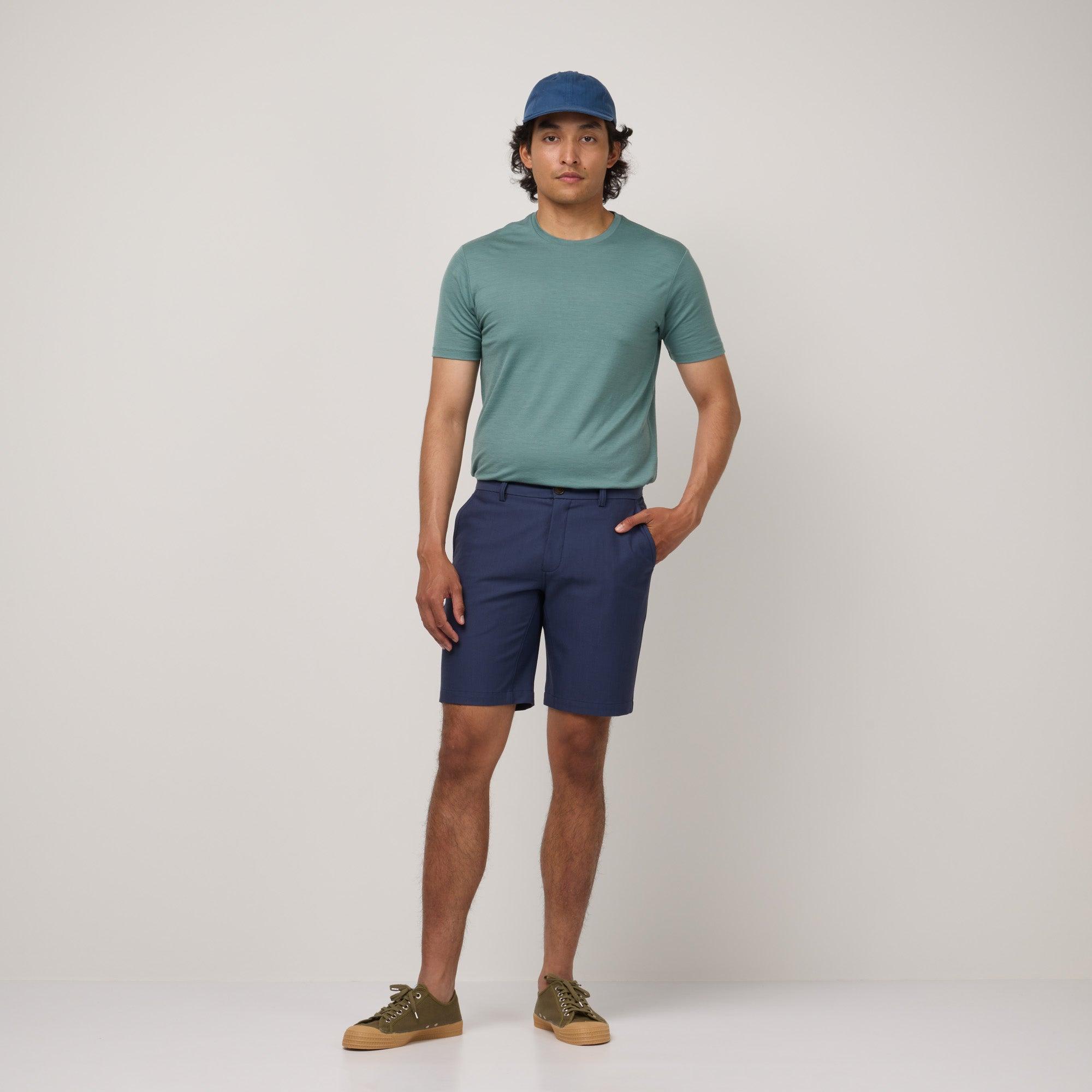 Merino Wool Stretch Canvas Shorts | Black Product Image