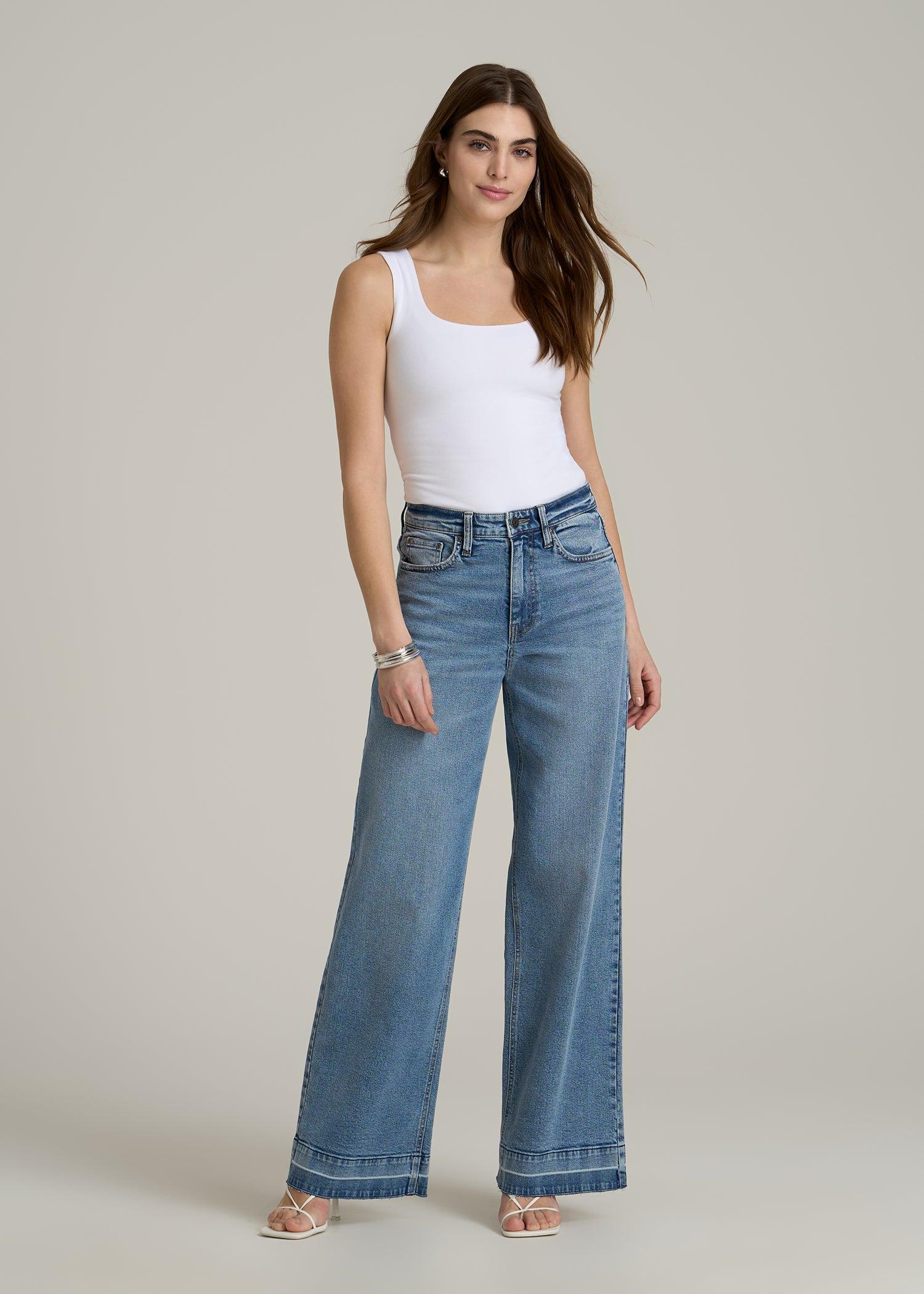 Cotton Blend Square Neck Bodysuit for Tall Women in White Female Product Image