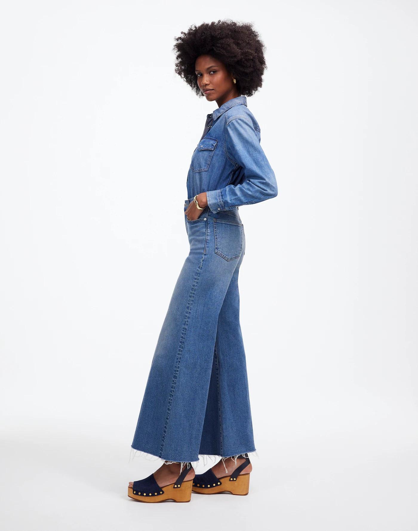 Flared Wide-Leg Crop Jeans Product Image