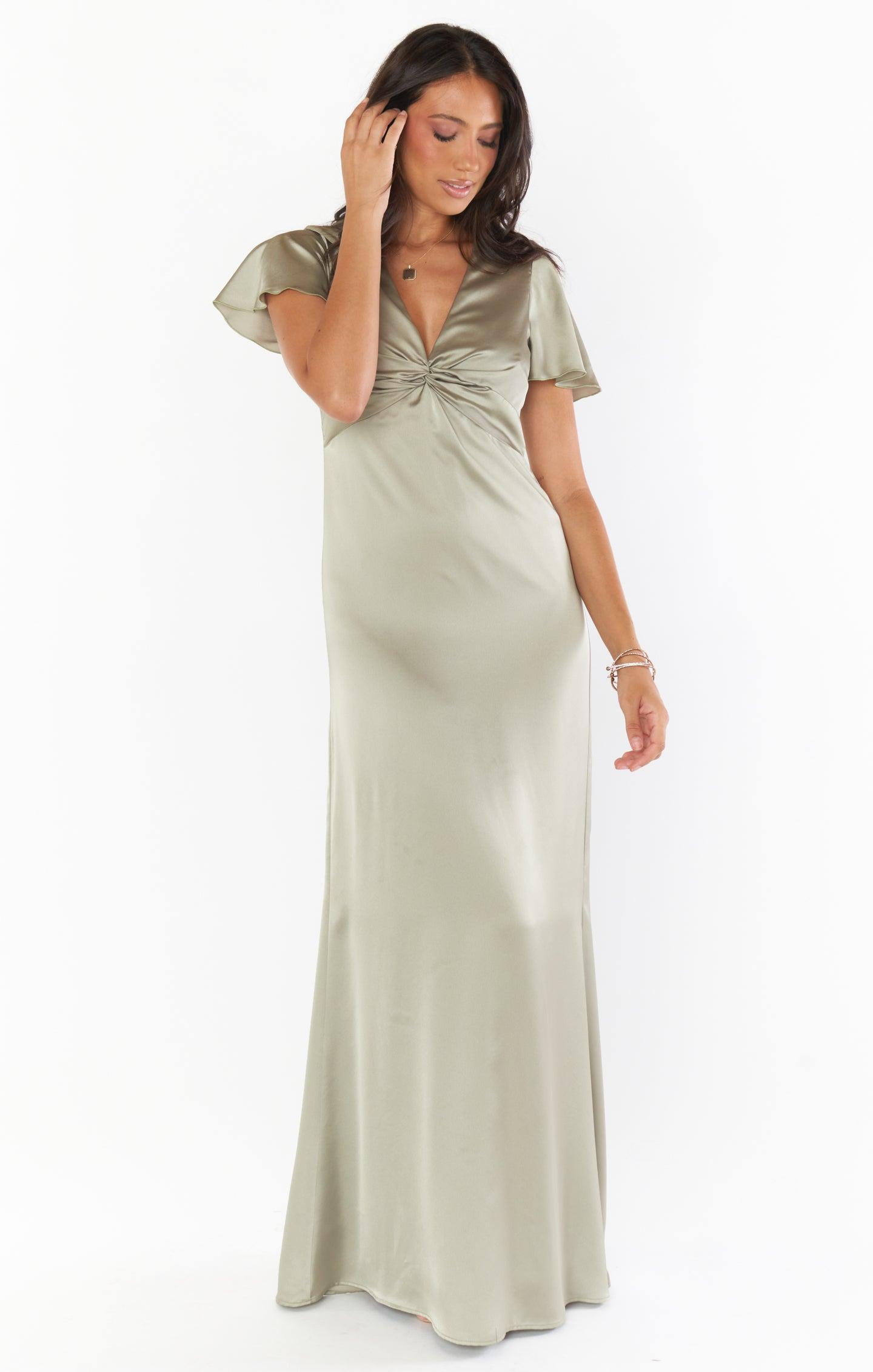 Rome Twist Gown ~ Moss Green Luxe Satin Product Image
