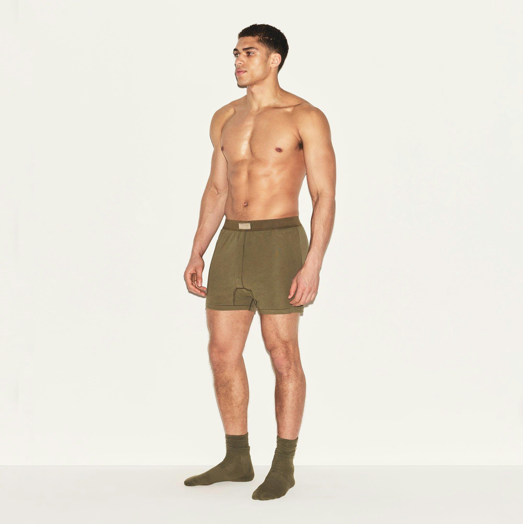 SKIMS COTTON MENS KNIT BOXER 3-PACK | ARMY MULTI Product Image