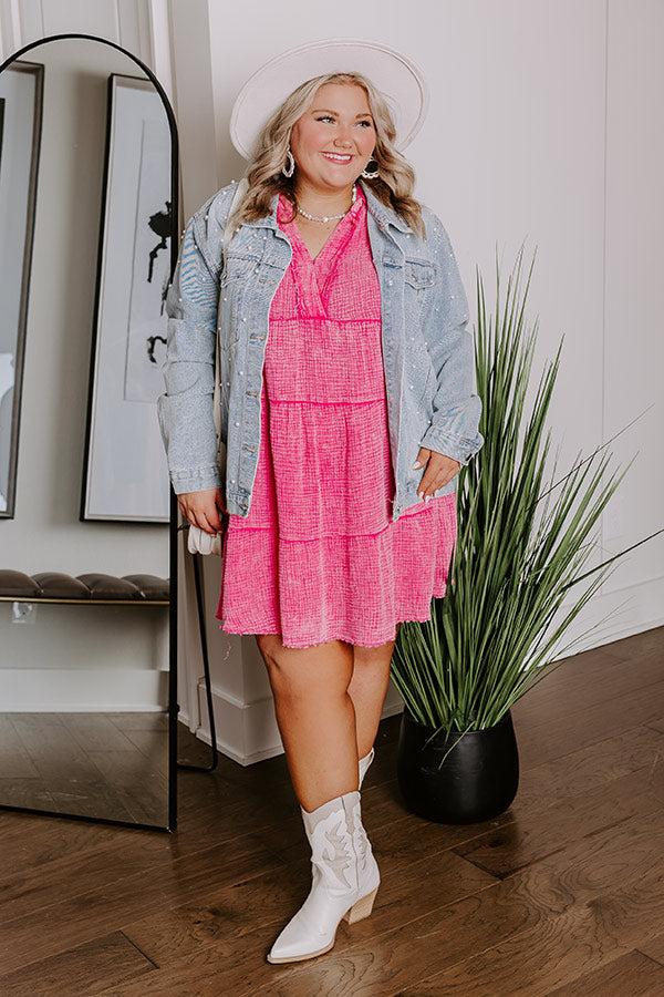 Across The World Mineral Wash Mini Dress In Pink Curves Product Image