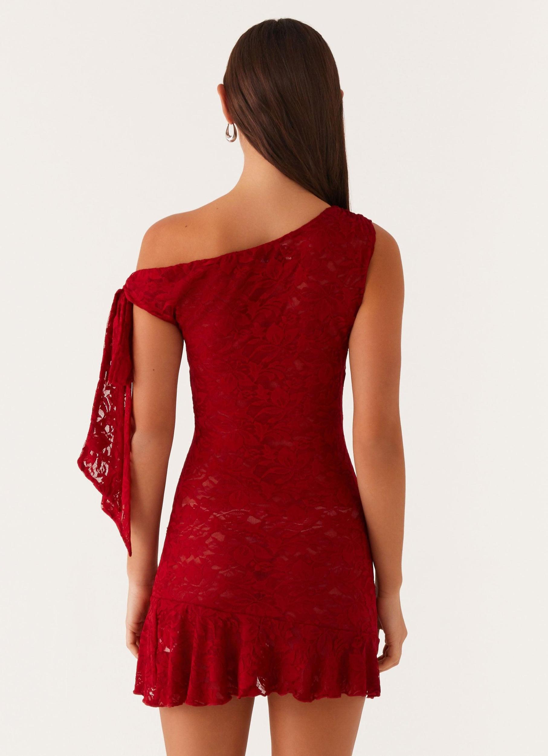 Palm House Lace Mini Dress - Red Product Image