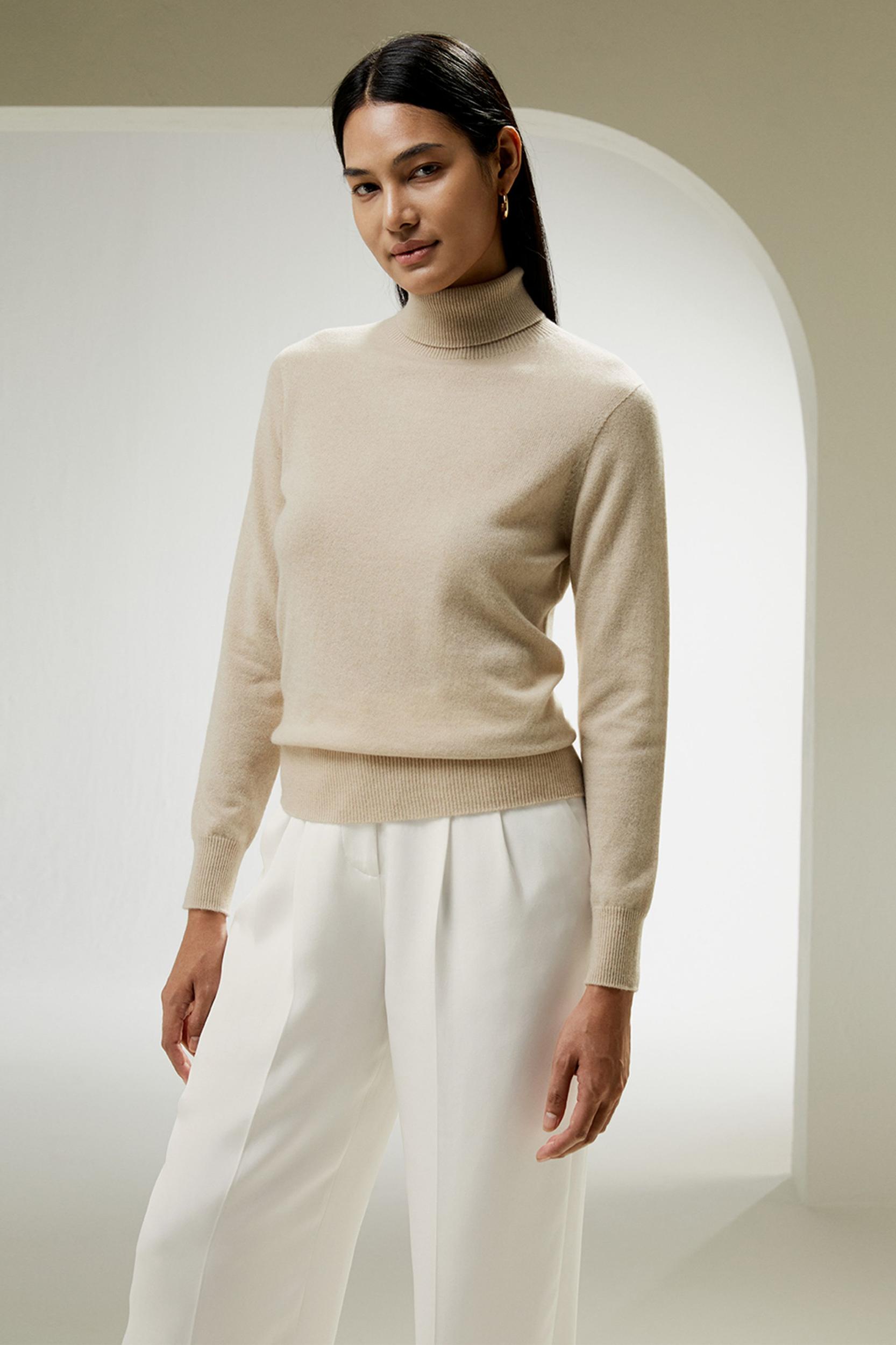 LILYSILK 100% Cashmere Sweater Women Turtleneck Design Wardrobe Must-have Black Product Image