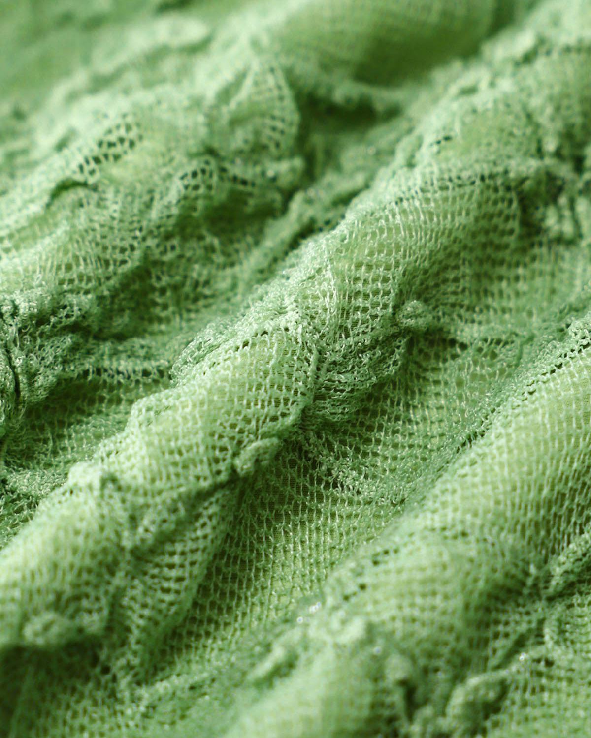 Green Lace Ruched Tankini Swimsuit Product Image
