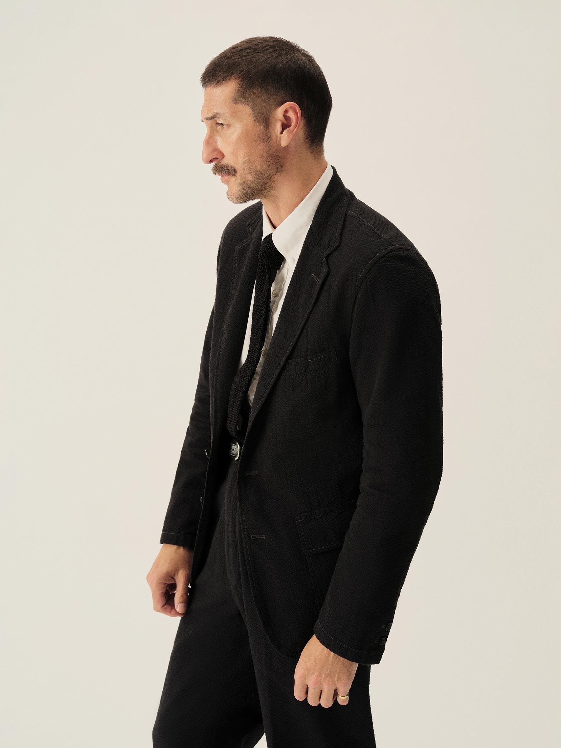 Black Lightweight Seersucker Carry-On Jacket Product Image