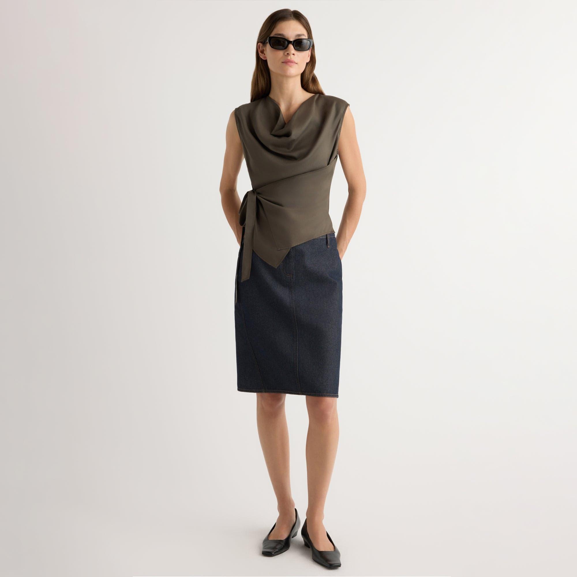 Johanna Knee-Length Denim Skirt Product Image