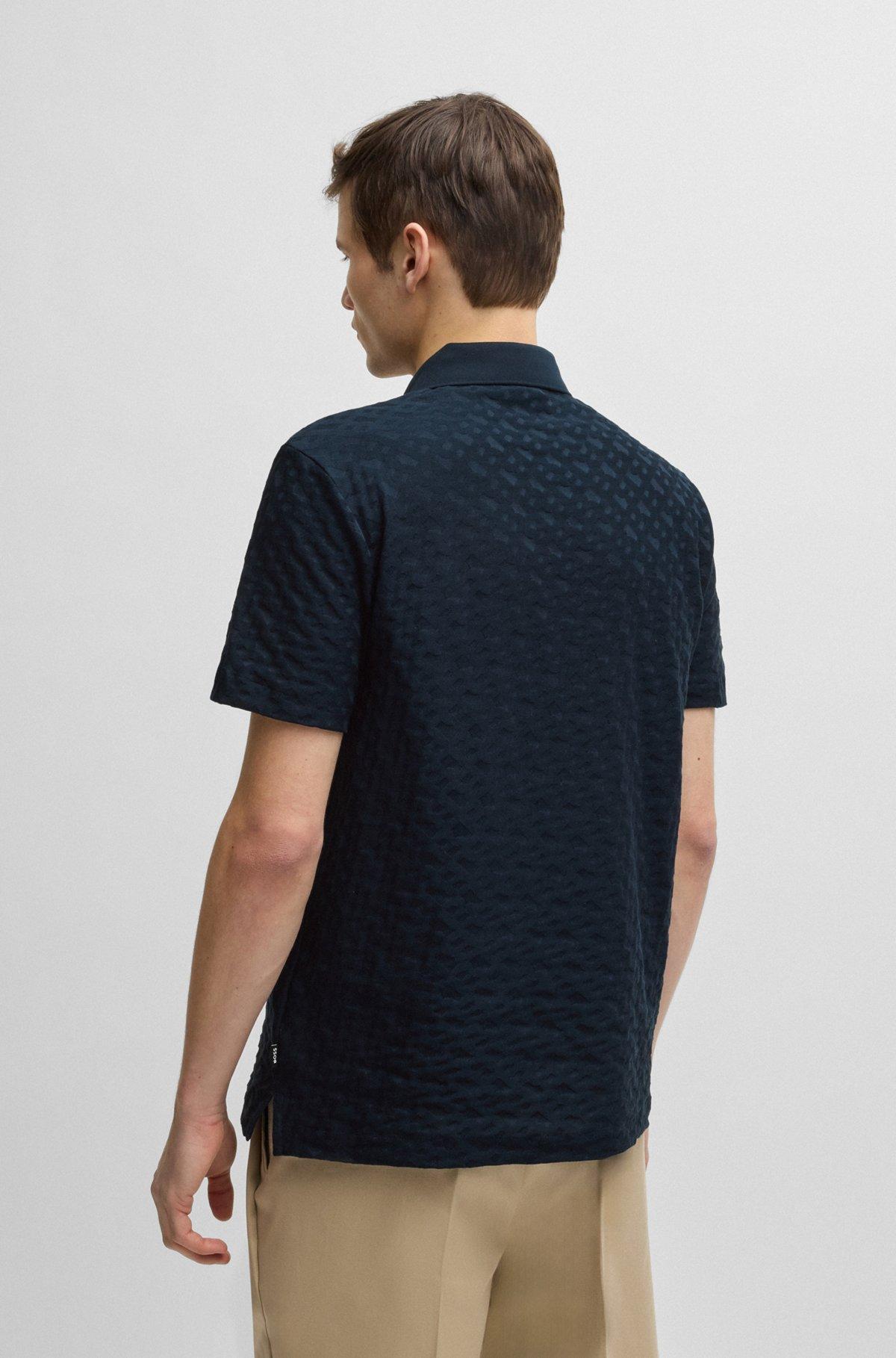 Cotton polo shirt with tonal monogram jacquard Product Image