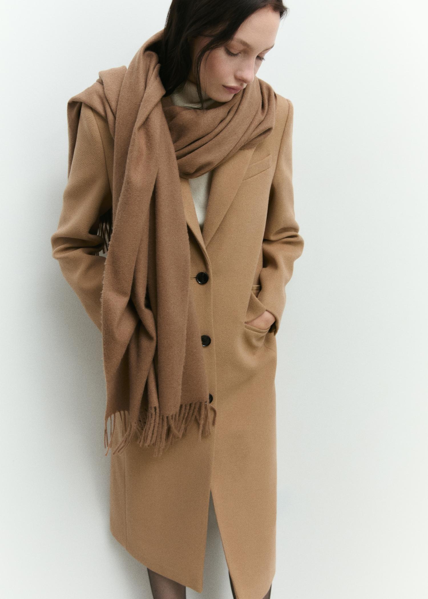 Long structured wool coat - Women | MANGO USA Product Image