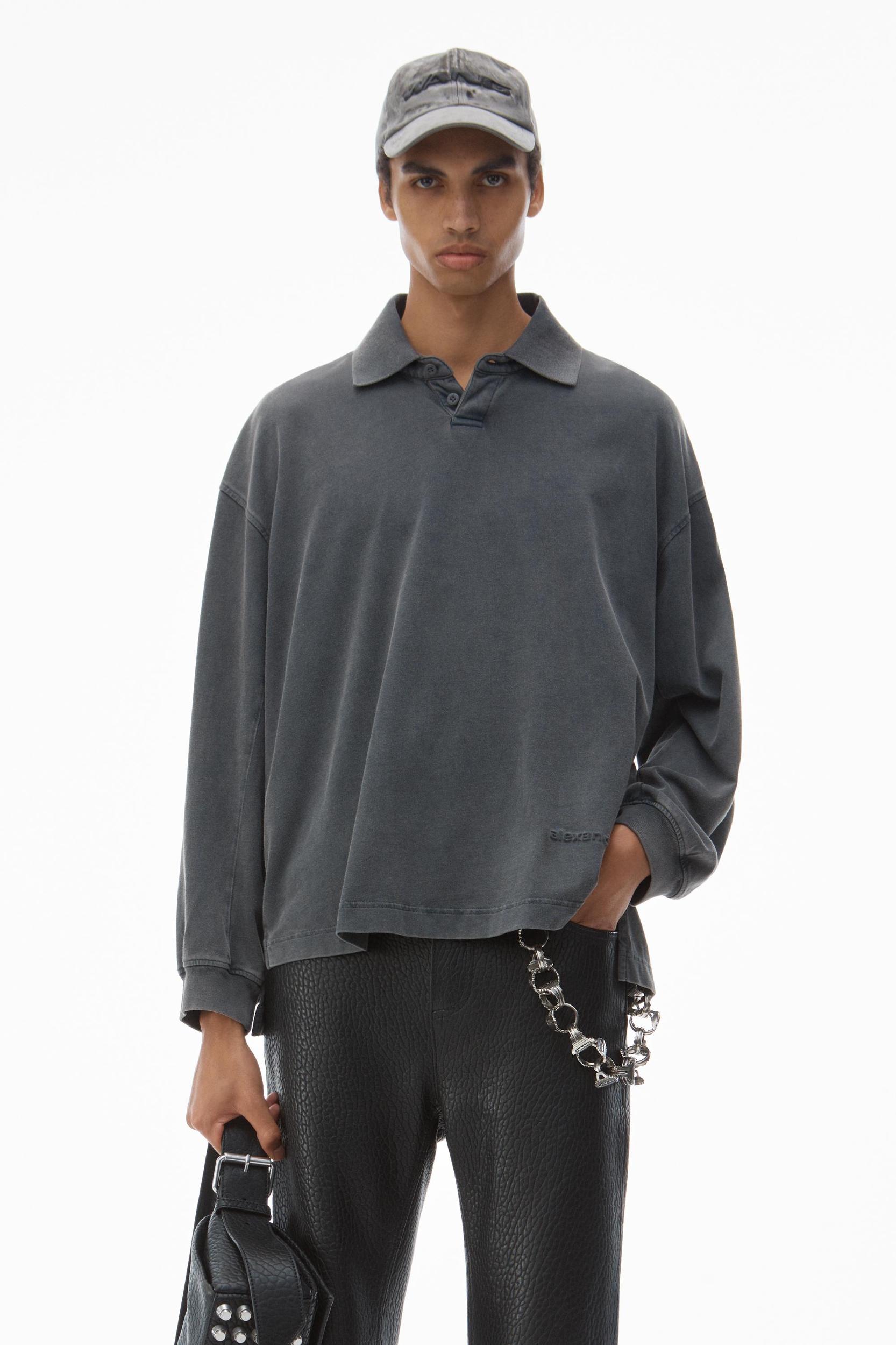 Men's Long-sleeve Polo Tee In Cotton Jersey Product Image