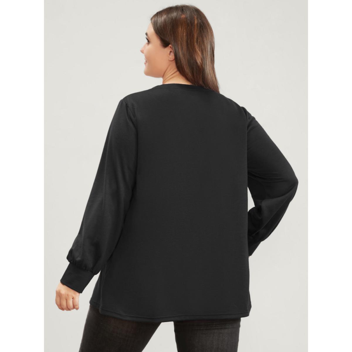 Plus Size Halloween Print Round Neck Drop Shoulder Sweatshirt Women Black Casual Printed V-neck Festival-Halloween Sweatshirts BloomChic 14-16/1X Product Image