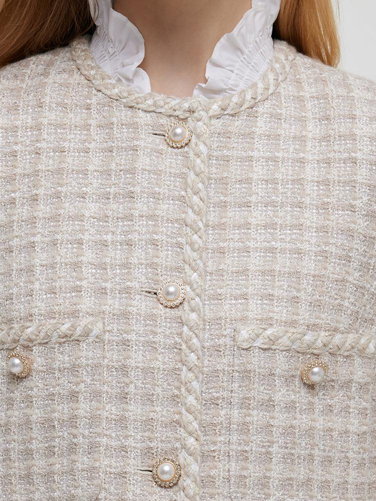 Wool Blend Tweed Single-Breasted Women Jacket Product Image