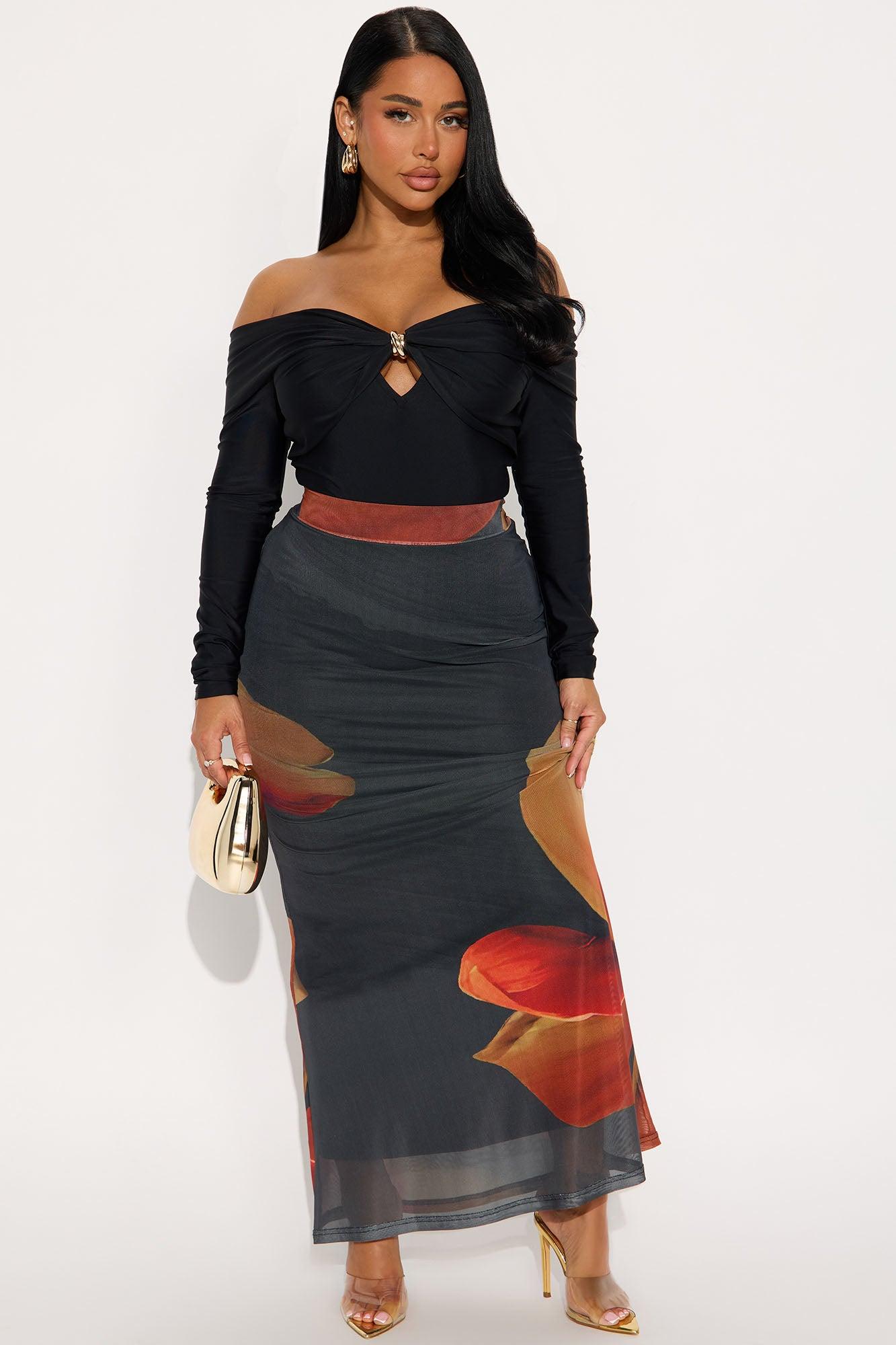 Sylvie Long Sleeve Off Shoulder Bodysuit - Black Female Product Image