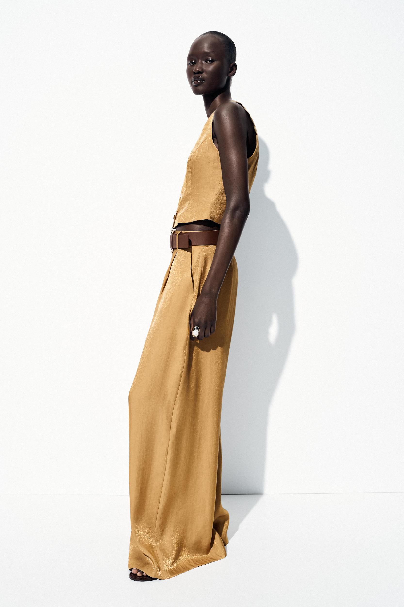 GOLD BUTTON SATIN EFFECT TOP Product Image