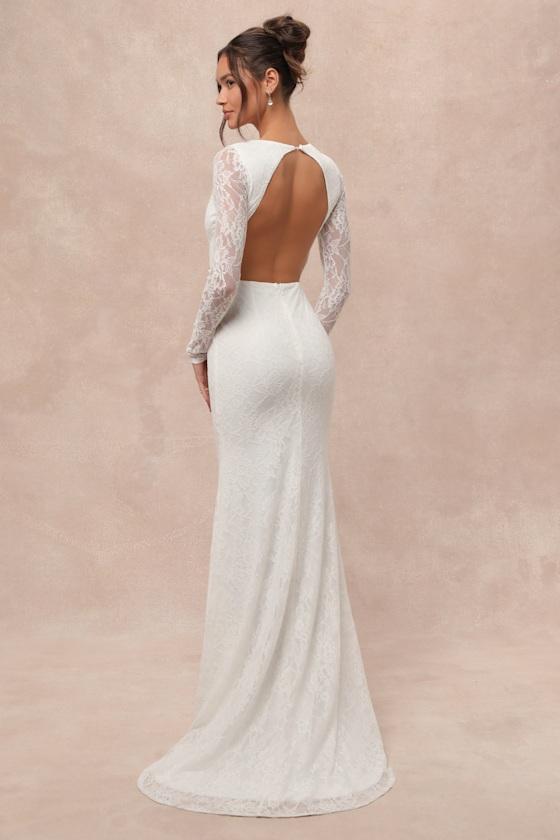 Emmersyn White Lace Backless Maxi Dress Product Image