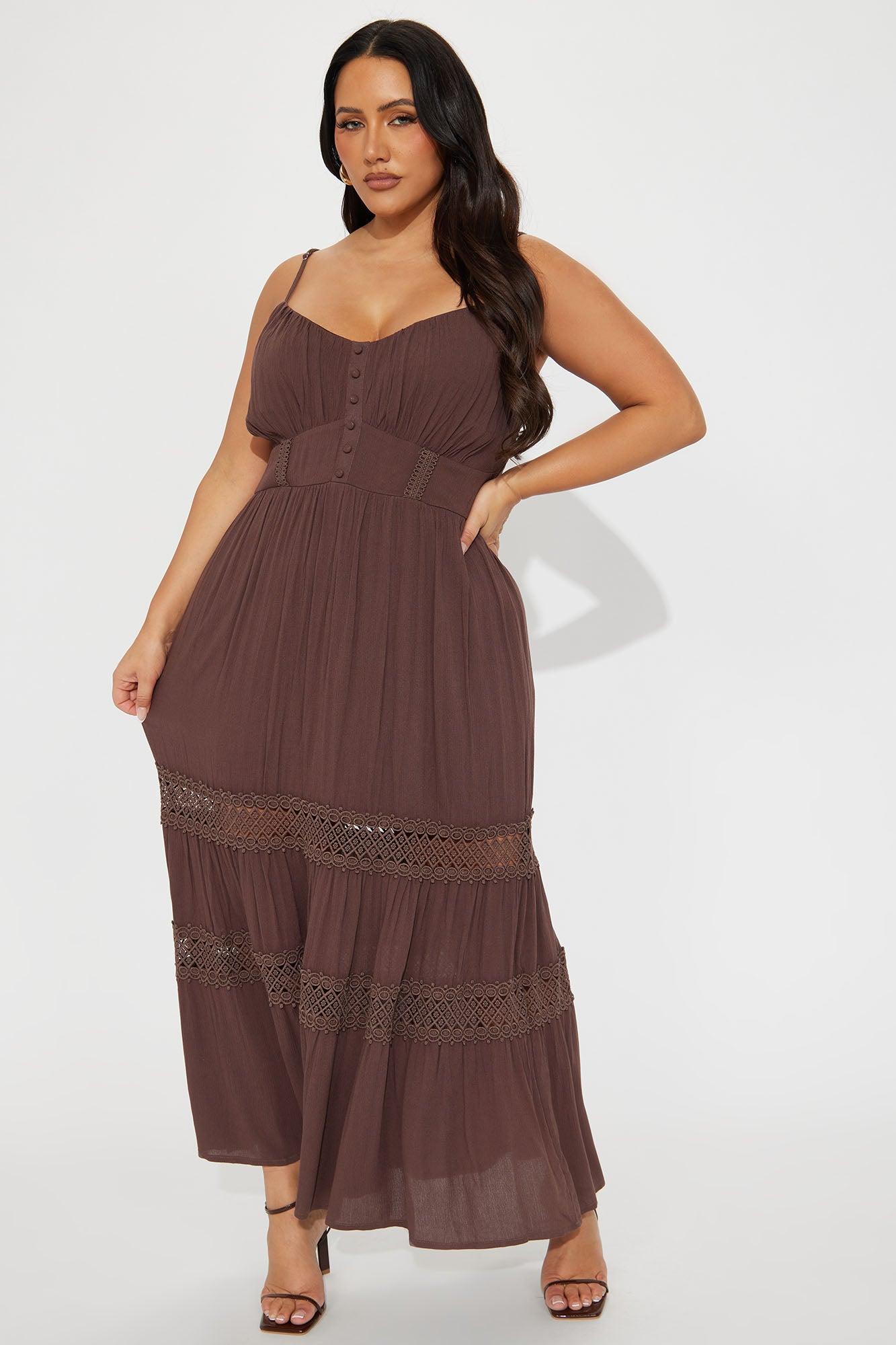 Sunny Days Tiered Midi Dress - Chocolate Product Image