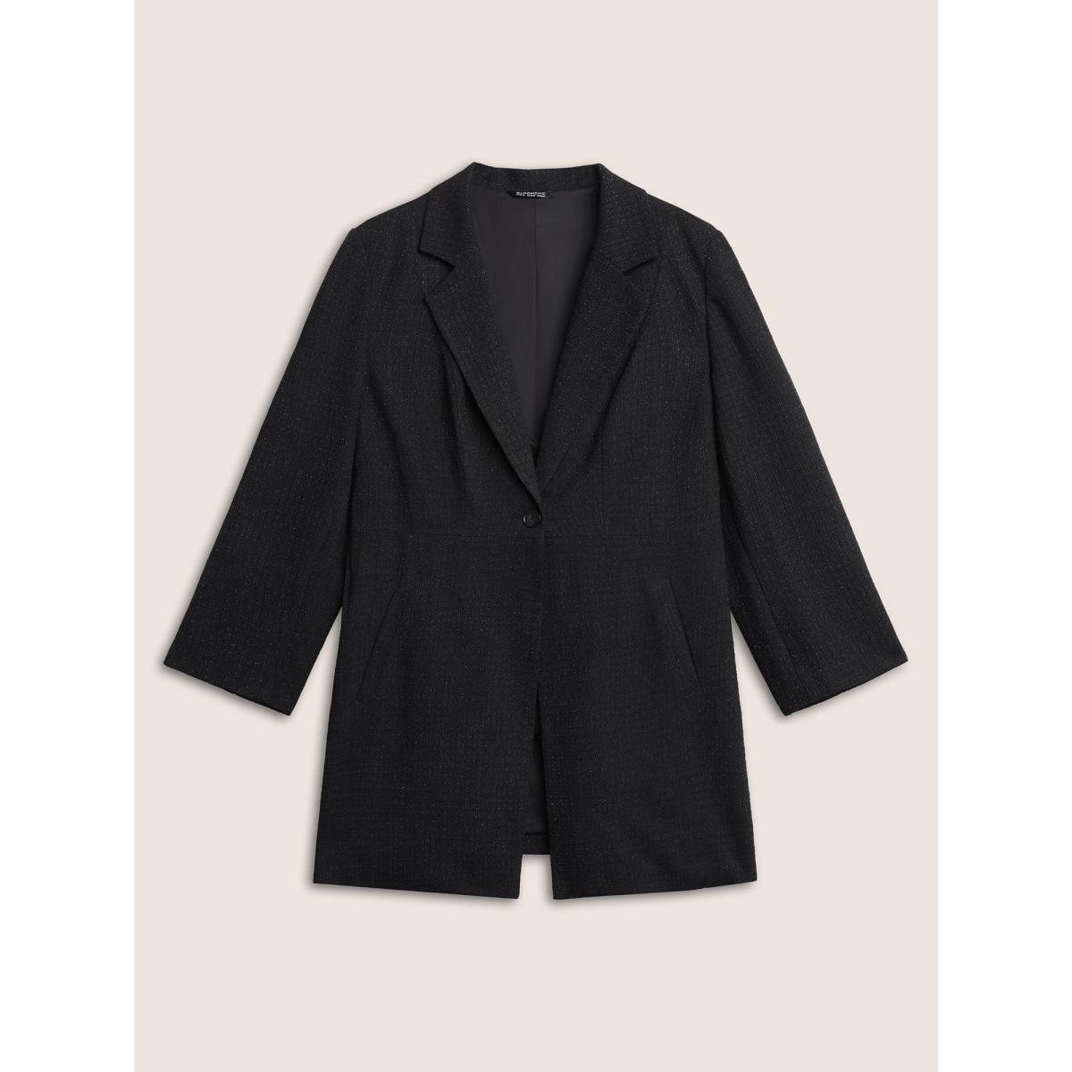 Plus Size Tweed Heather Button Up Tunic Coat Women Black Workwear Essentials Non Ladies Office Winter Coats BloomChic 26/4X Product Image