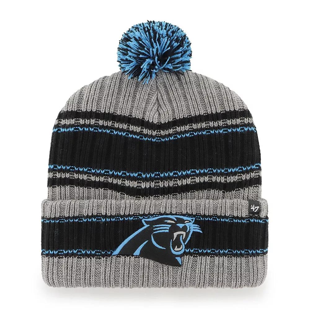 Men's '47  Graphite Carolina Panthers Rexford Cuffed Knit Hat with Pom, Dark G Product Image