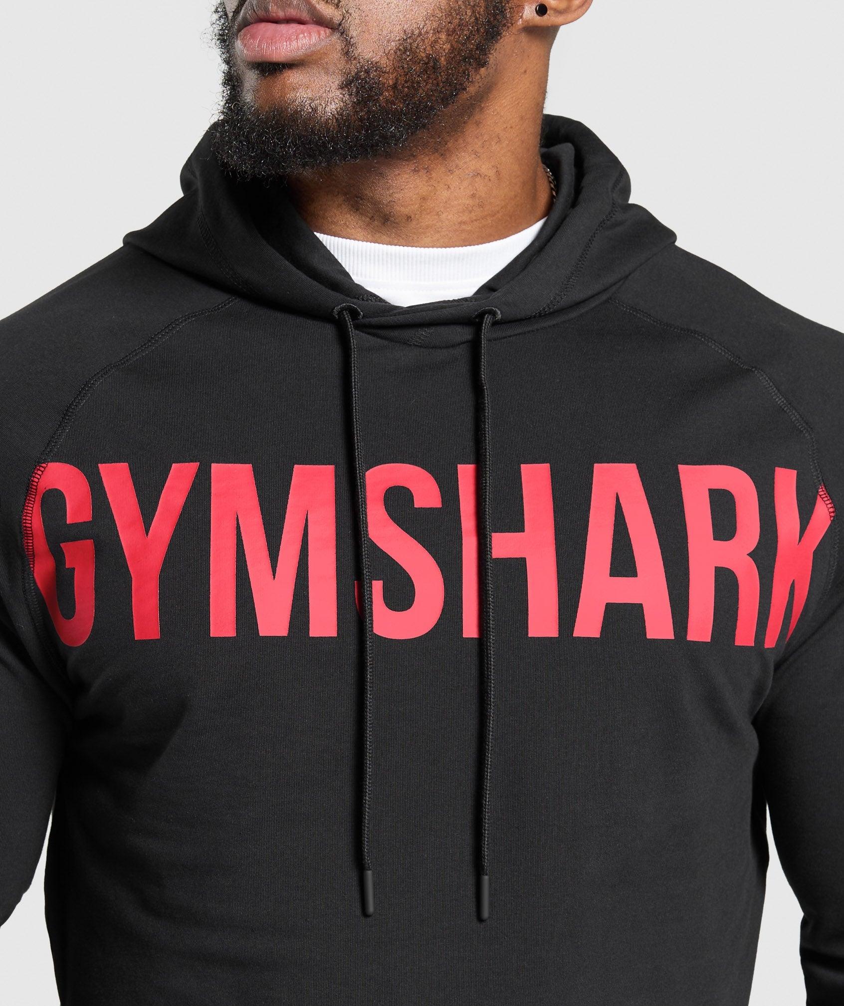 Gymshark Prime Hoodie - Black/Vivid Red Male Product Image