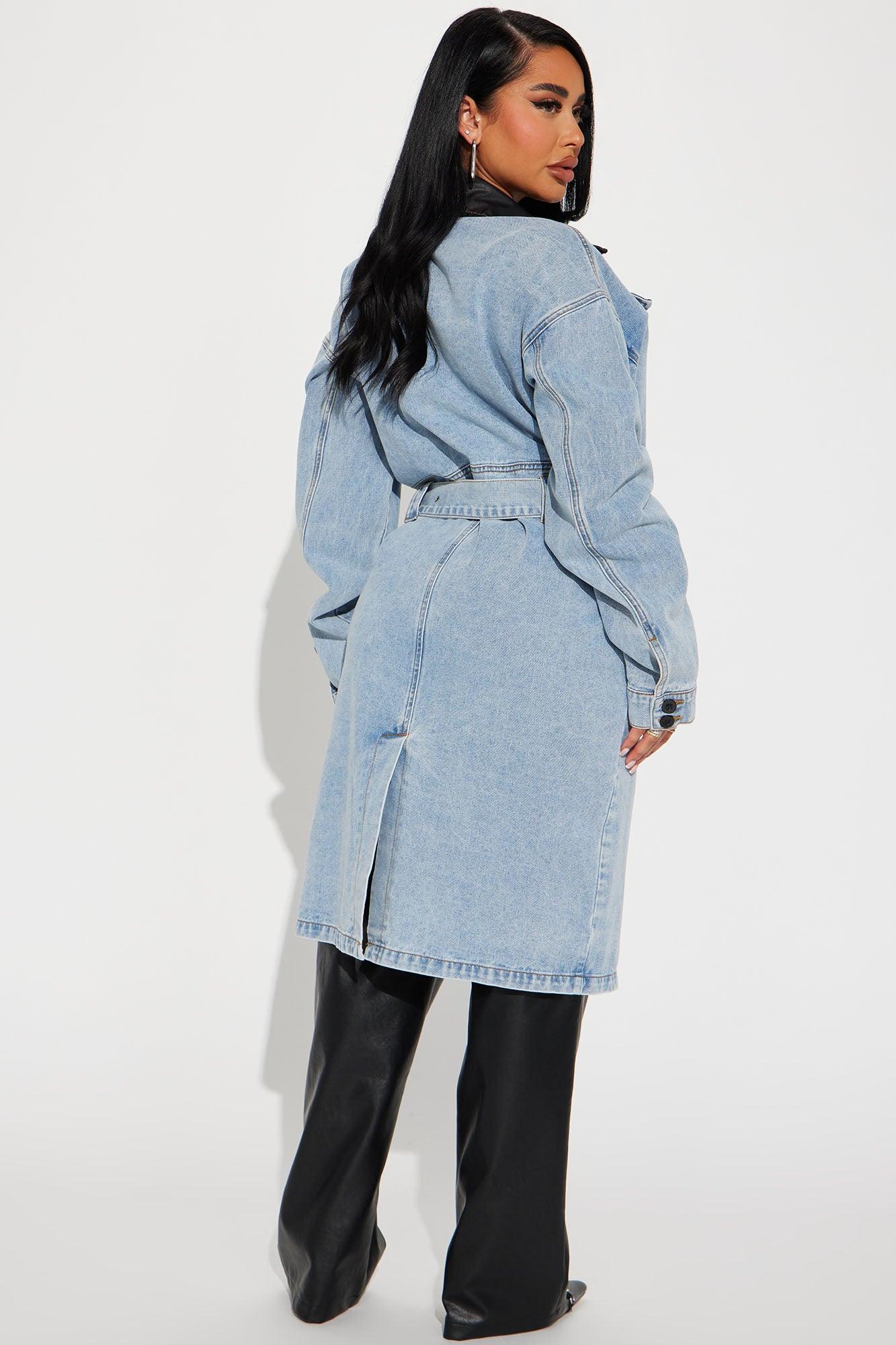 Downtown Living Trench Coat - Light Wash Product Image