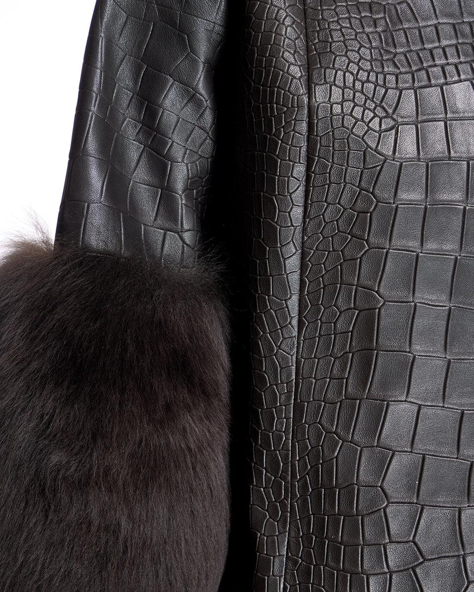 Croc Stamped Leather Jacket -Maximilian Product Image