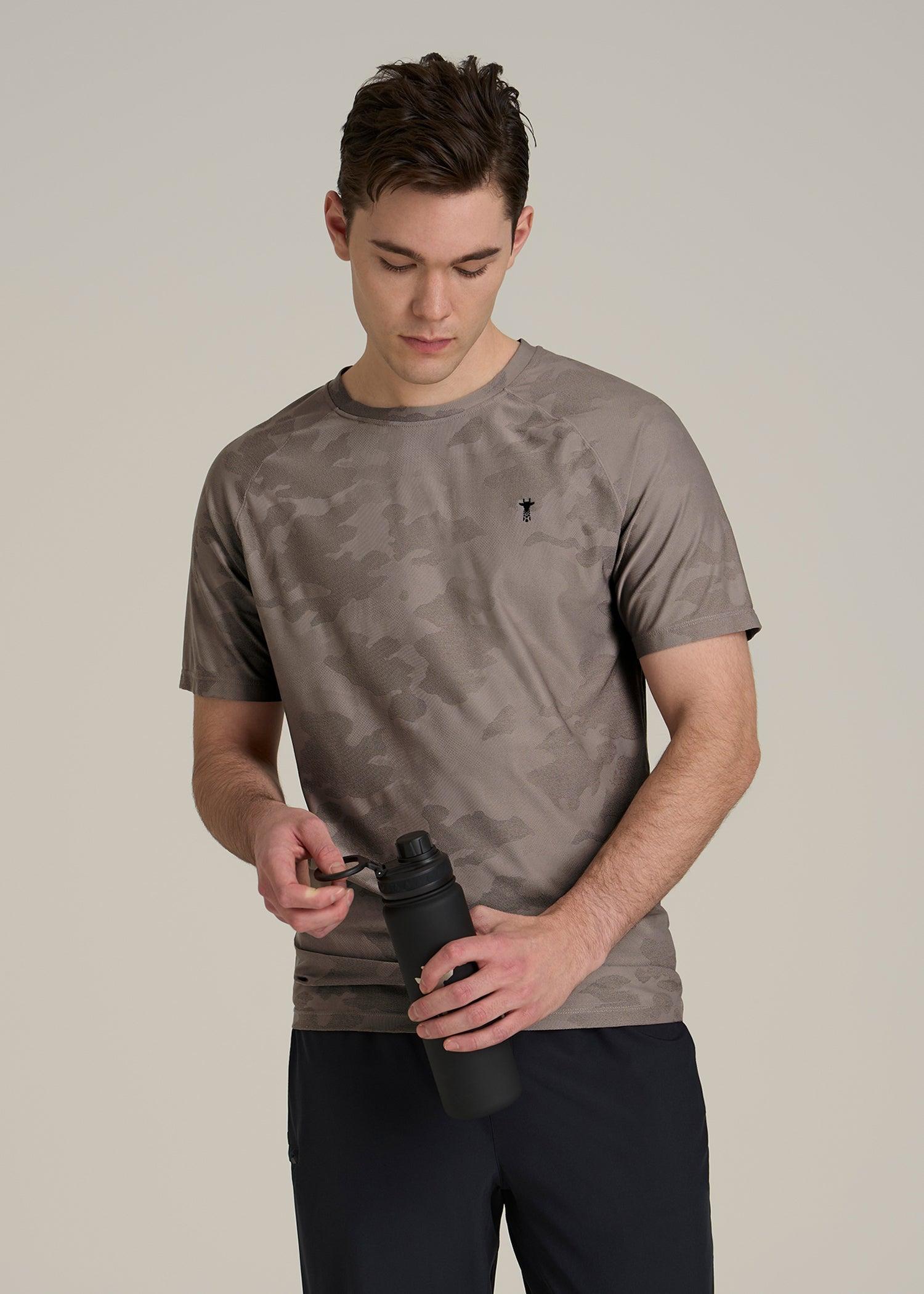 Jacquard Training T-Shirt for Tall Men in Portobello Male Product Image