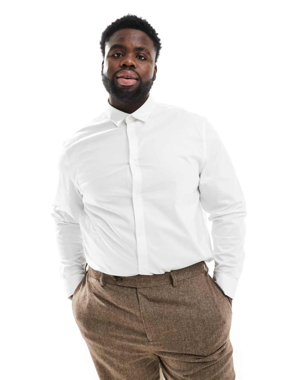 ASOS DESIGN formal easy iron twill regular shirt in white Product Image