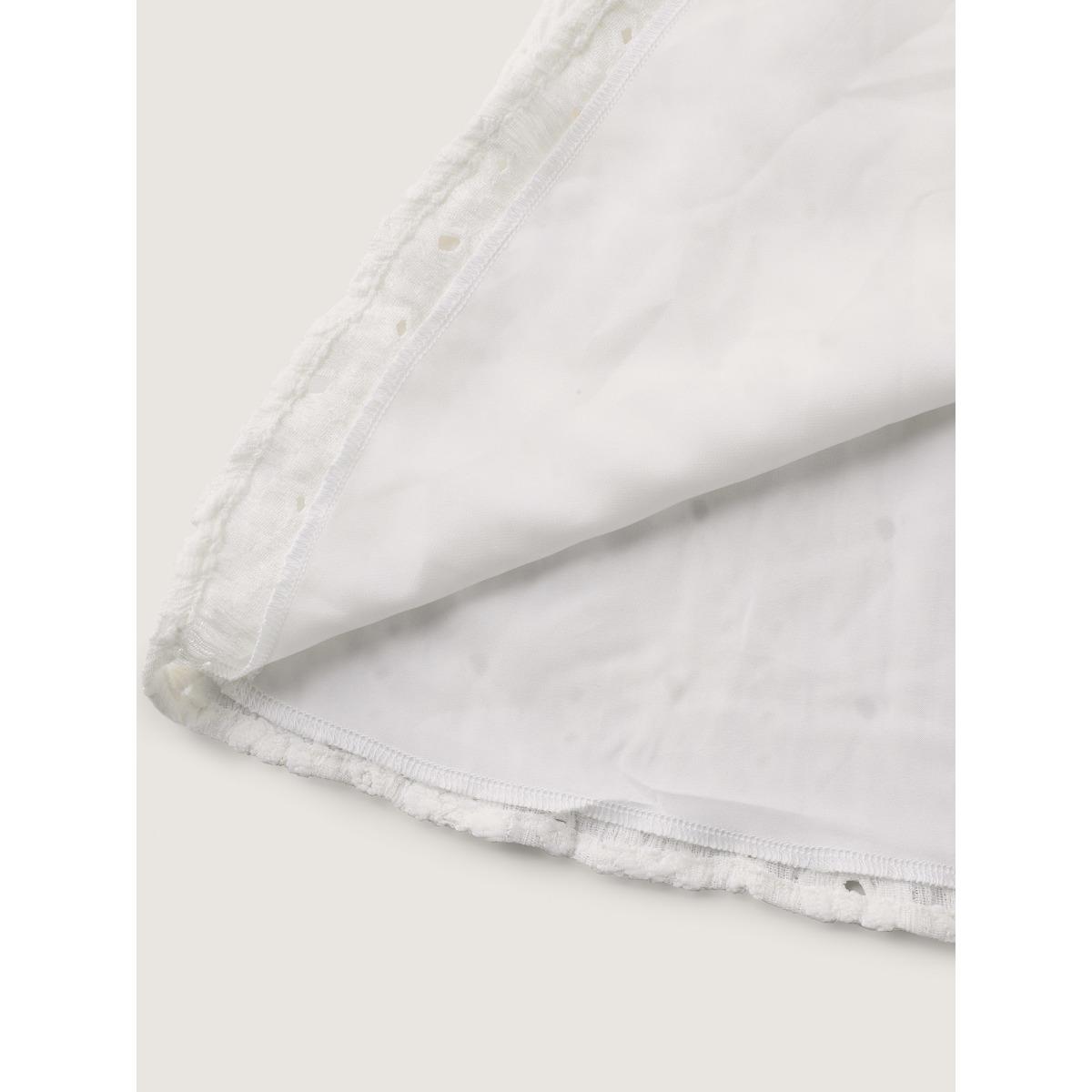 Plus Size Ivory Textured Eyelet Embroidered Solid Blouse Women Short sleeve V-neck Everyday-Elegant Blouses BloomChic 30/6X Product Image