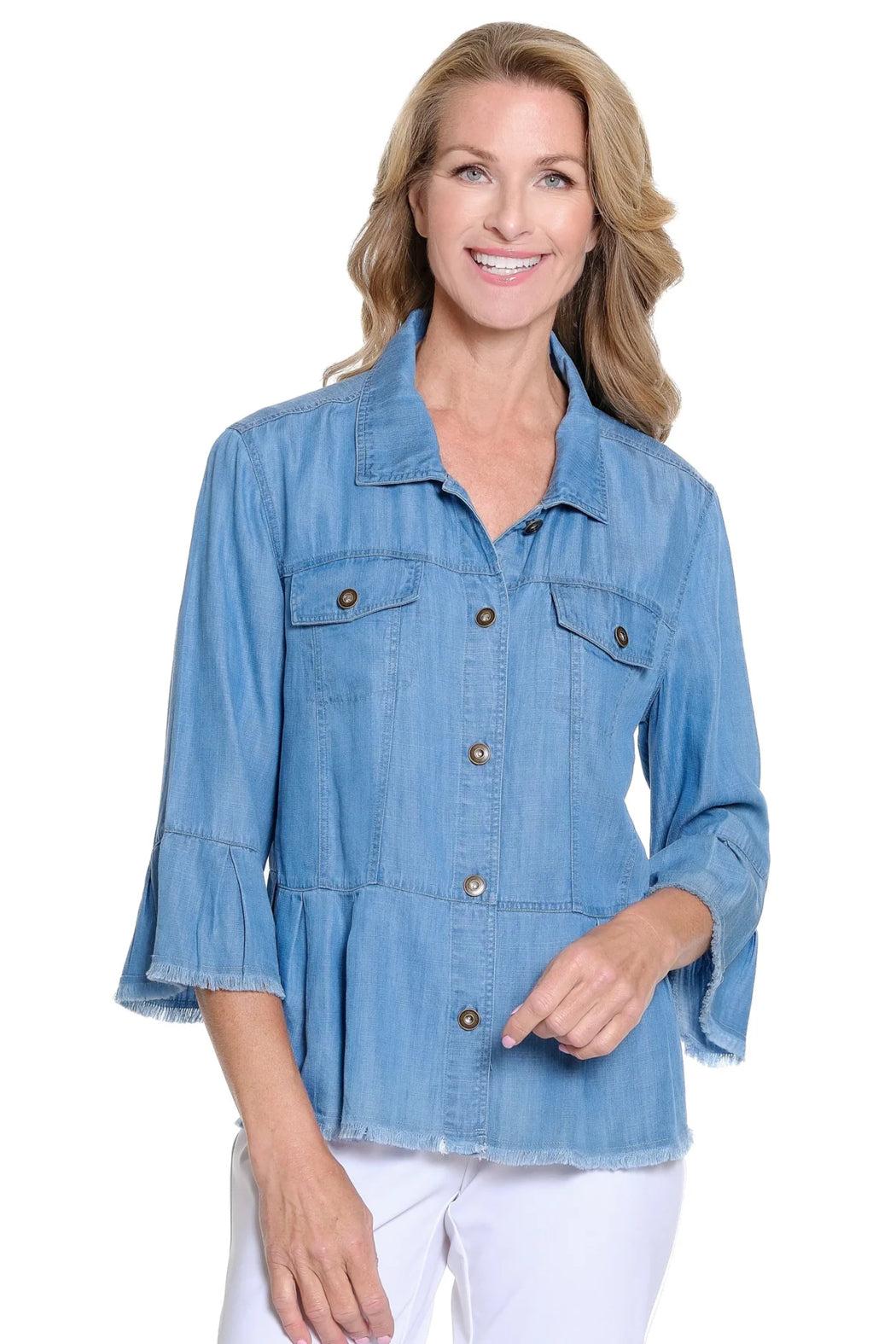 Peplum Jacket with Flounce Sleeves Product Image