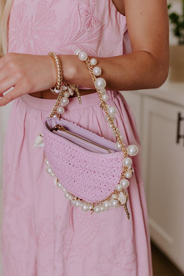 Isla Straw Woven Top Handle Bag in Lavender Product Image