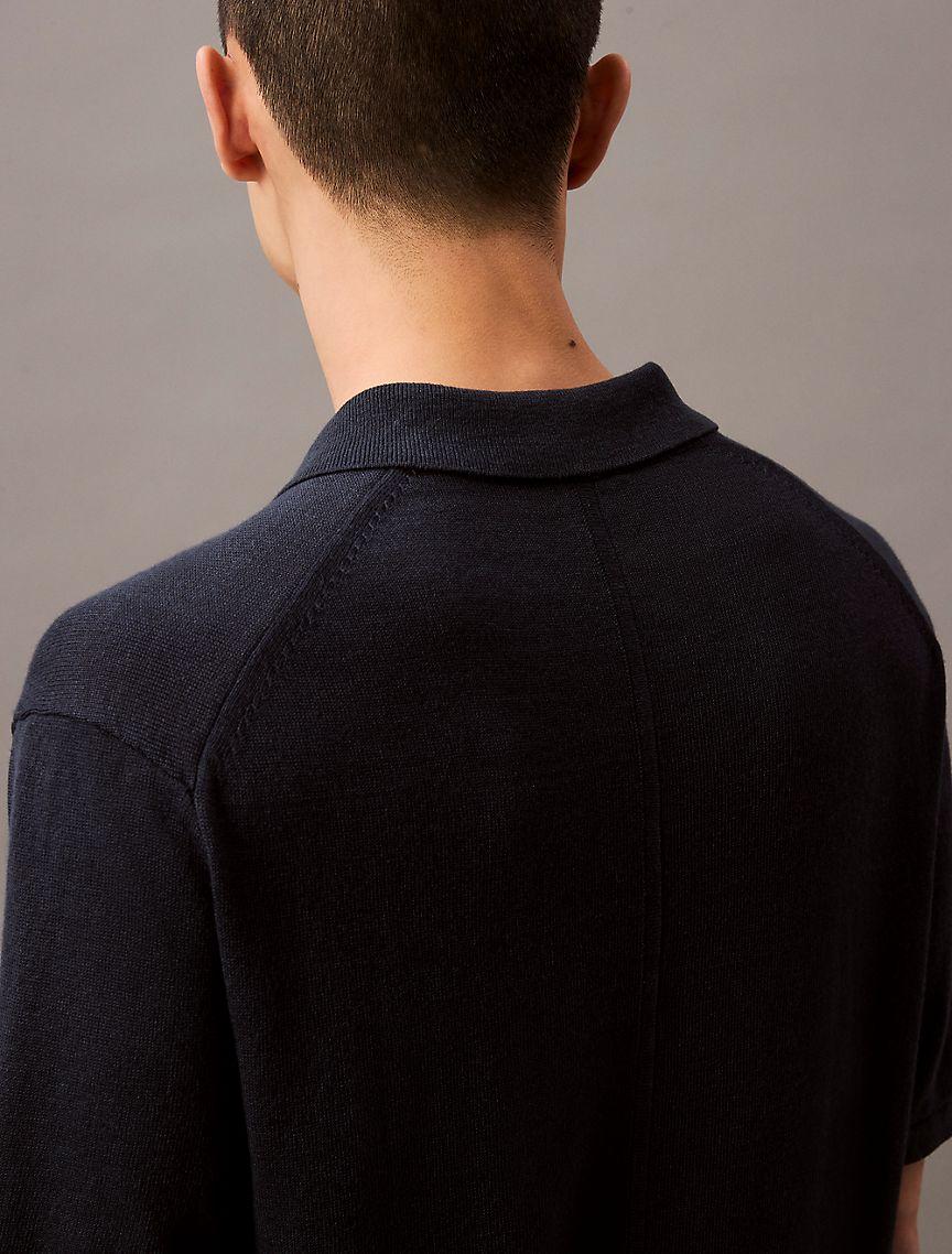 Linen Blend Sweater Polo Shirt Product Image