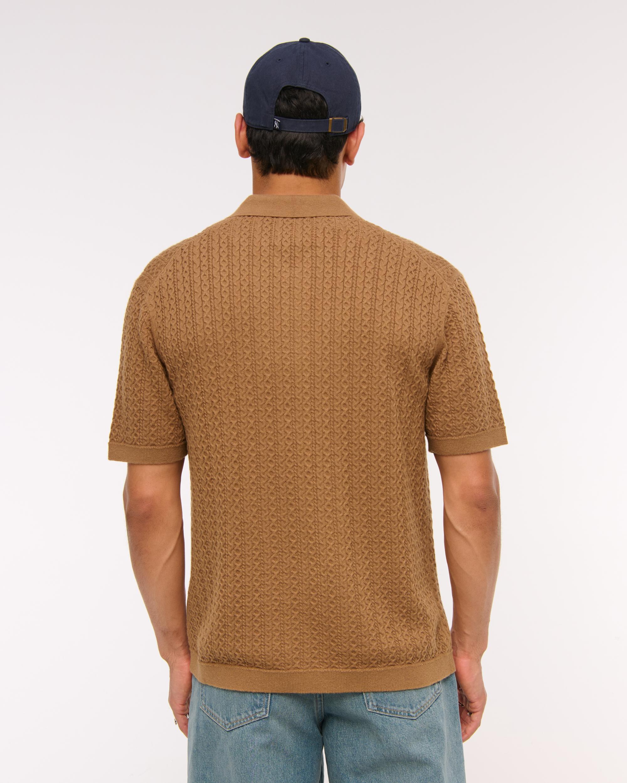 Cable Button-Through Sweater Polo Product Image