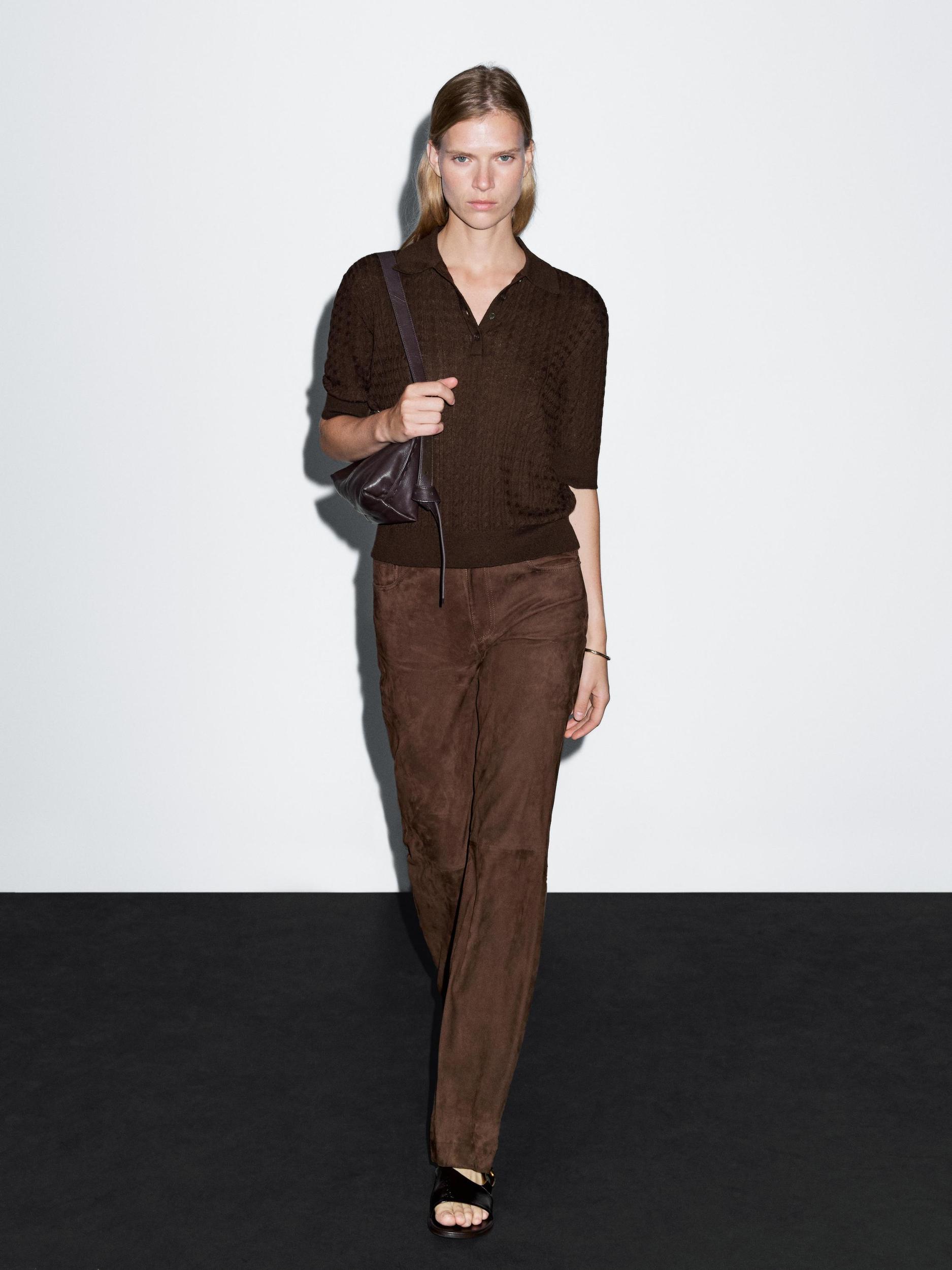 Wool blend cable-knit polo shirt Product Image