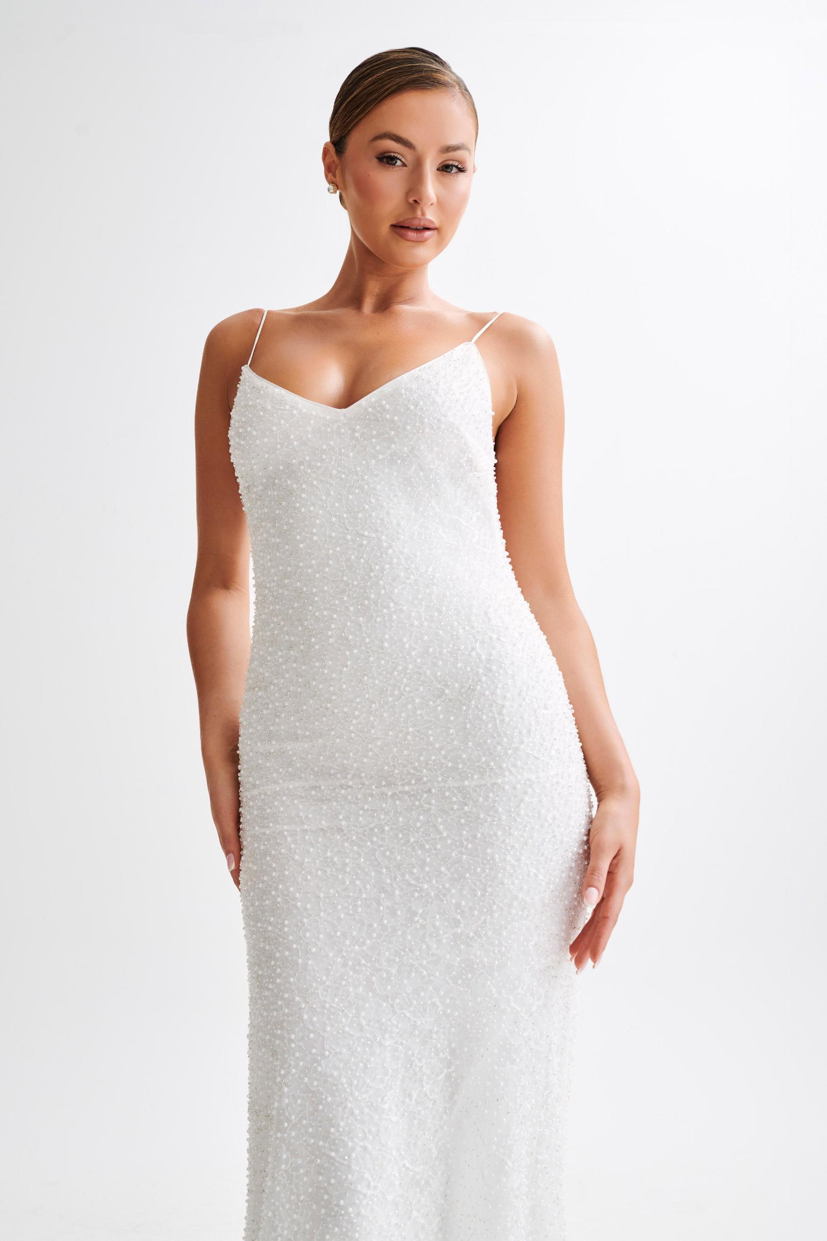 Catalina Pearl Beaded Wedding Gown - White Product Image