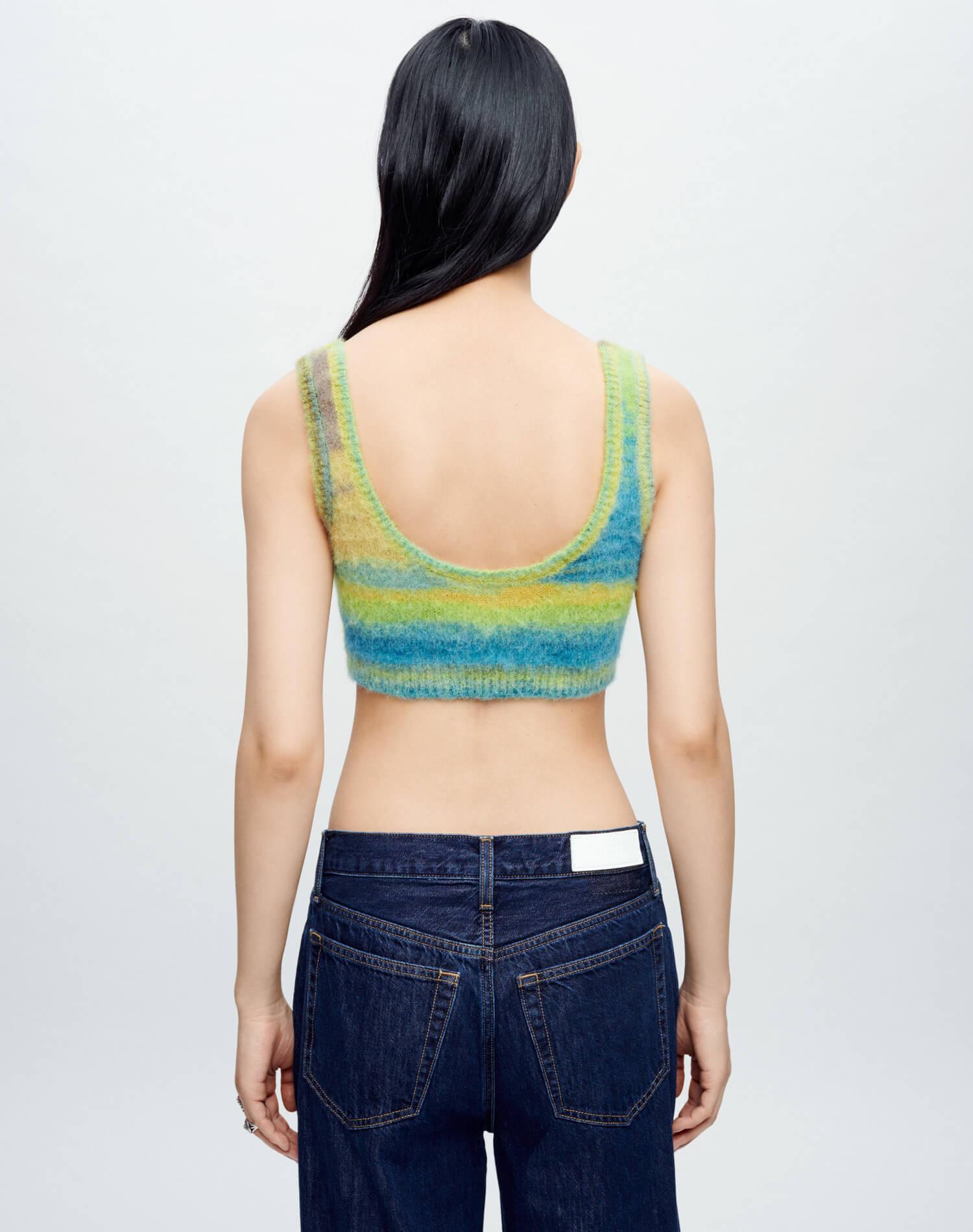 Button Front Bra Top - Green Space Dye Female Product Image
