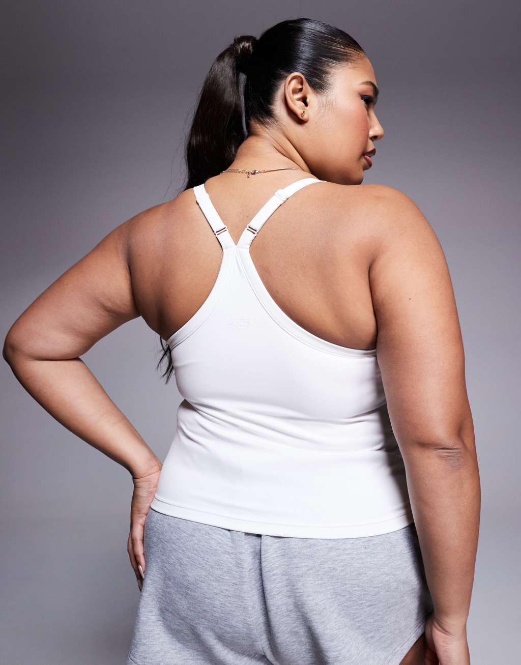 4505 Curve Icon soft touch yoga cami with inner bra in white  Product Image