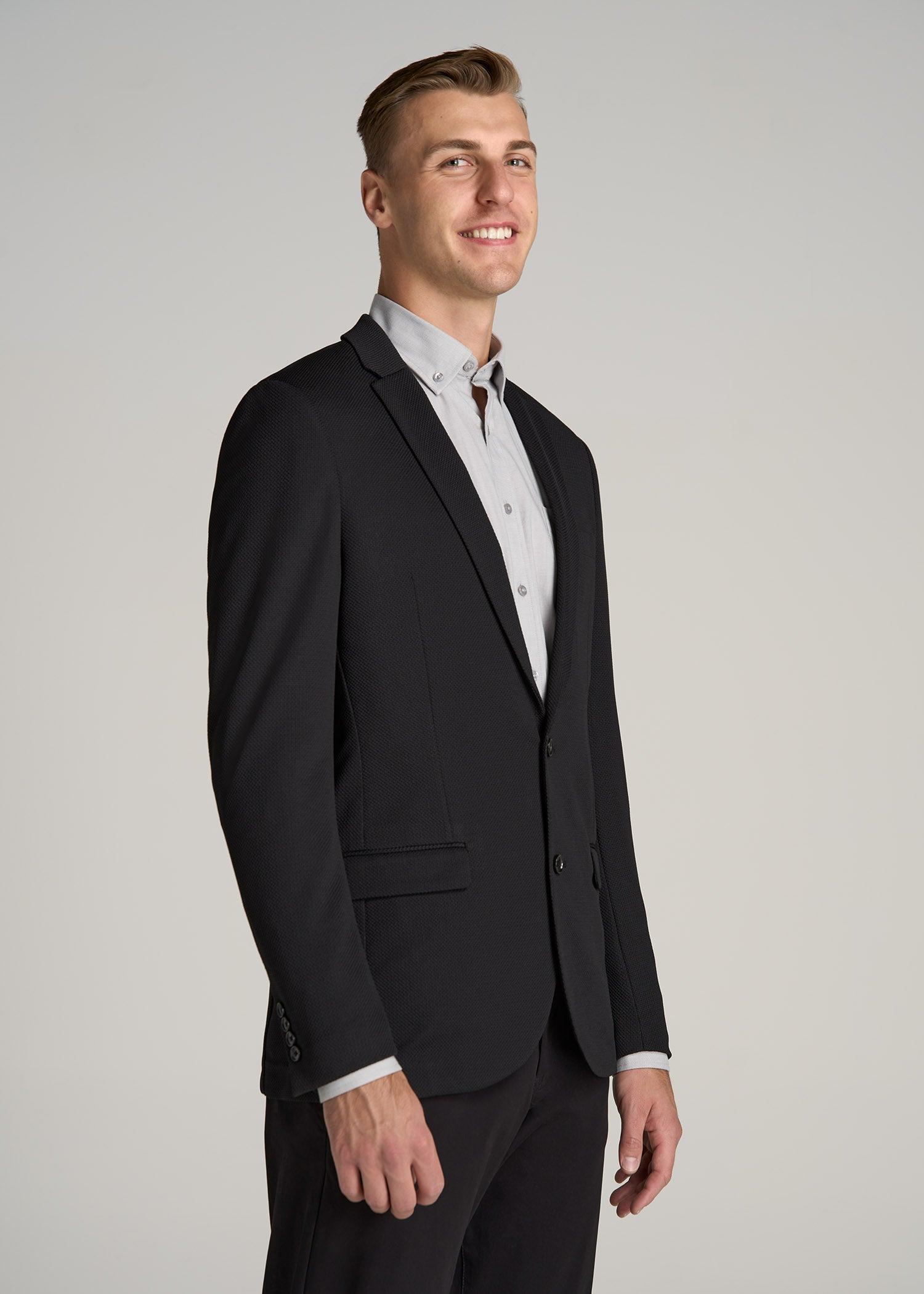 Textured Blazer for Tall Men in Black Male Product Image