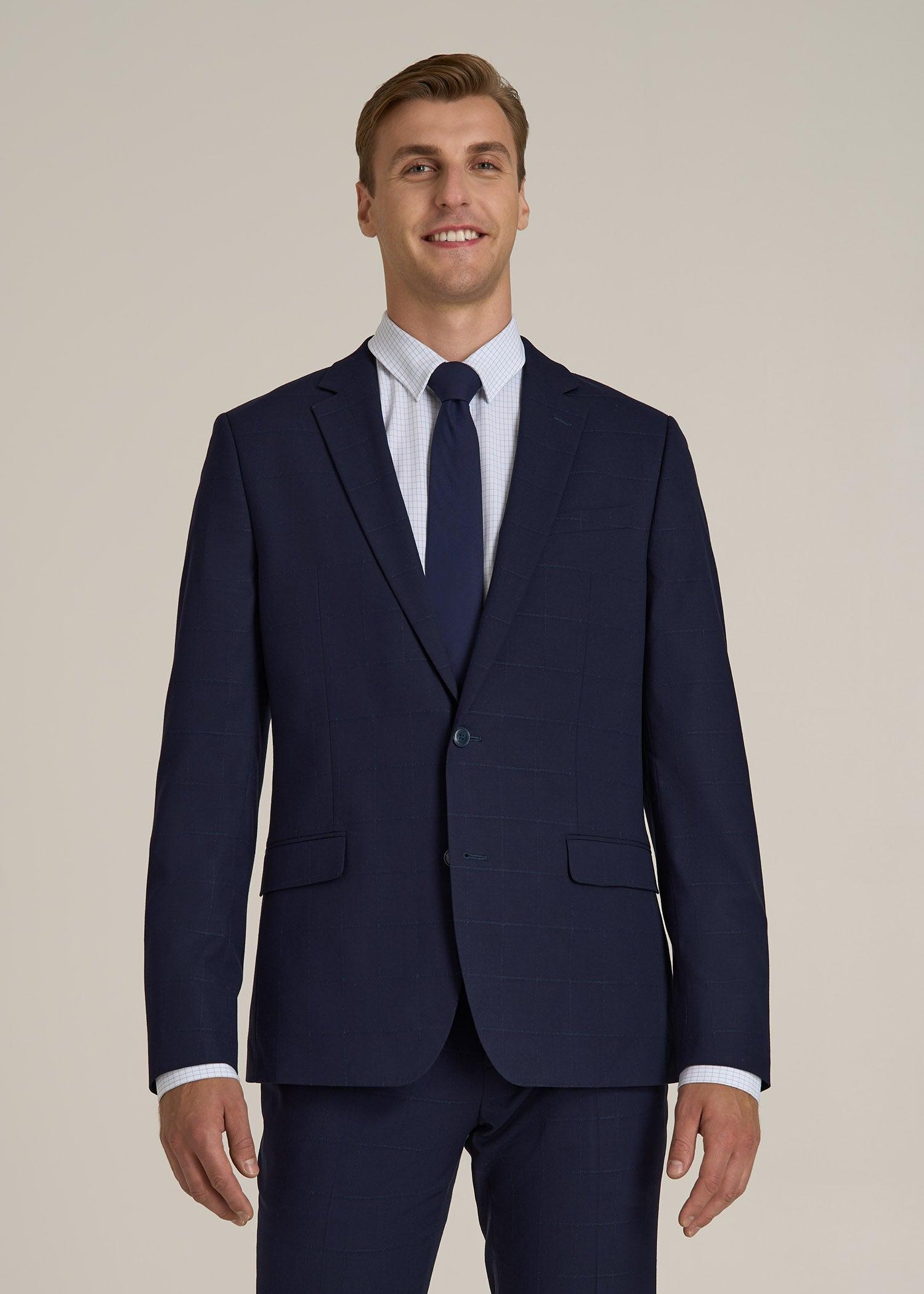 Suit Jacket for Tall Men in Blue Windowpane Male Product Image