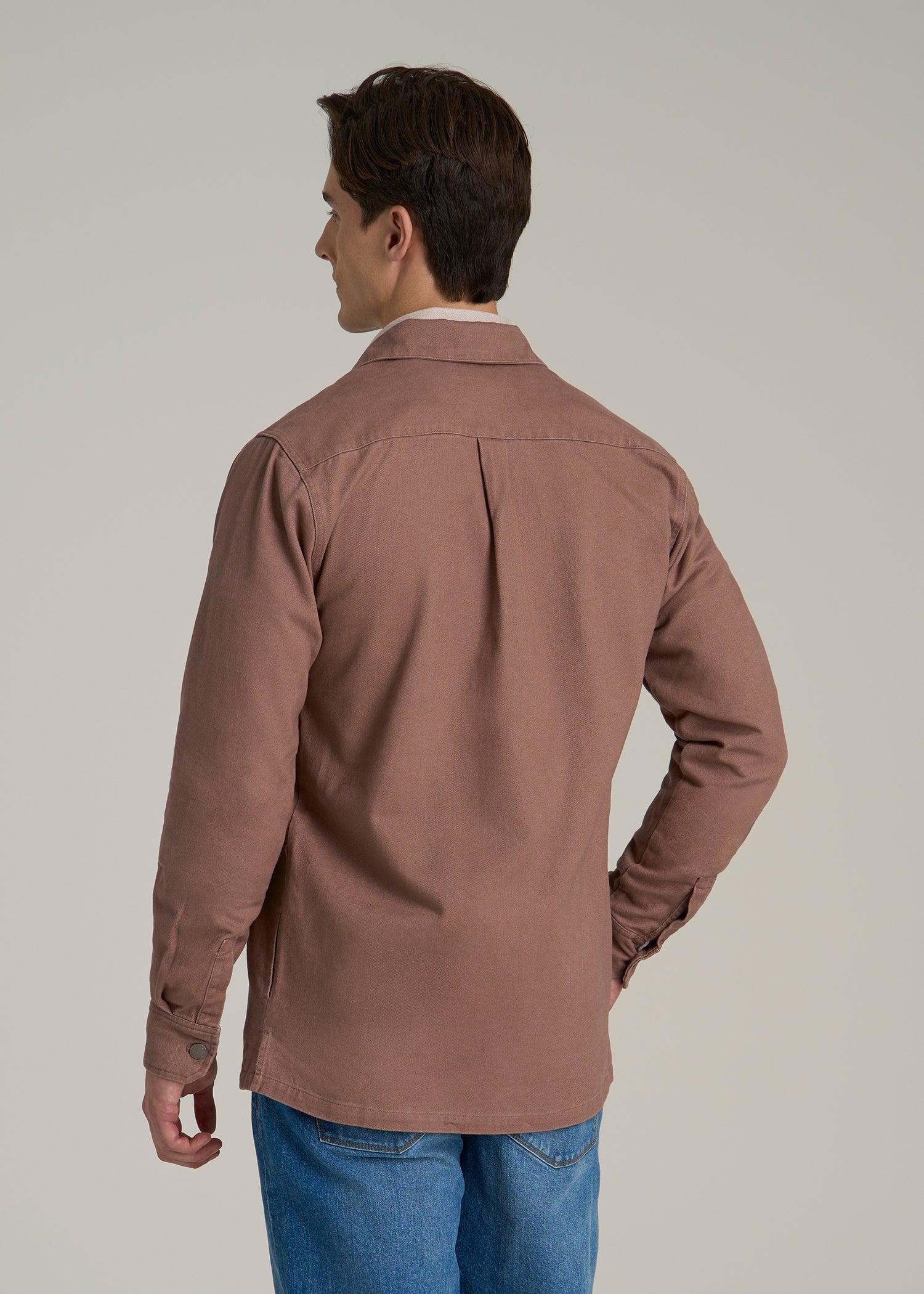 Casual Twill Shirt Jacket for Tall Men in Nutmeg Male Product Image