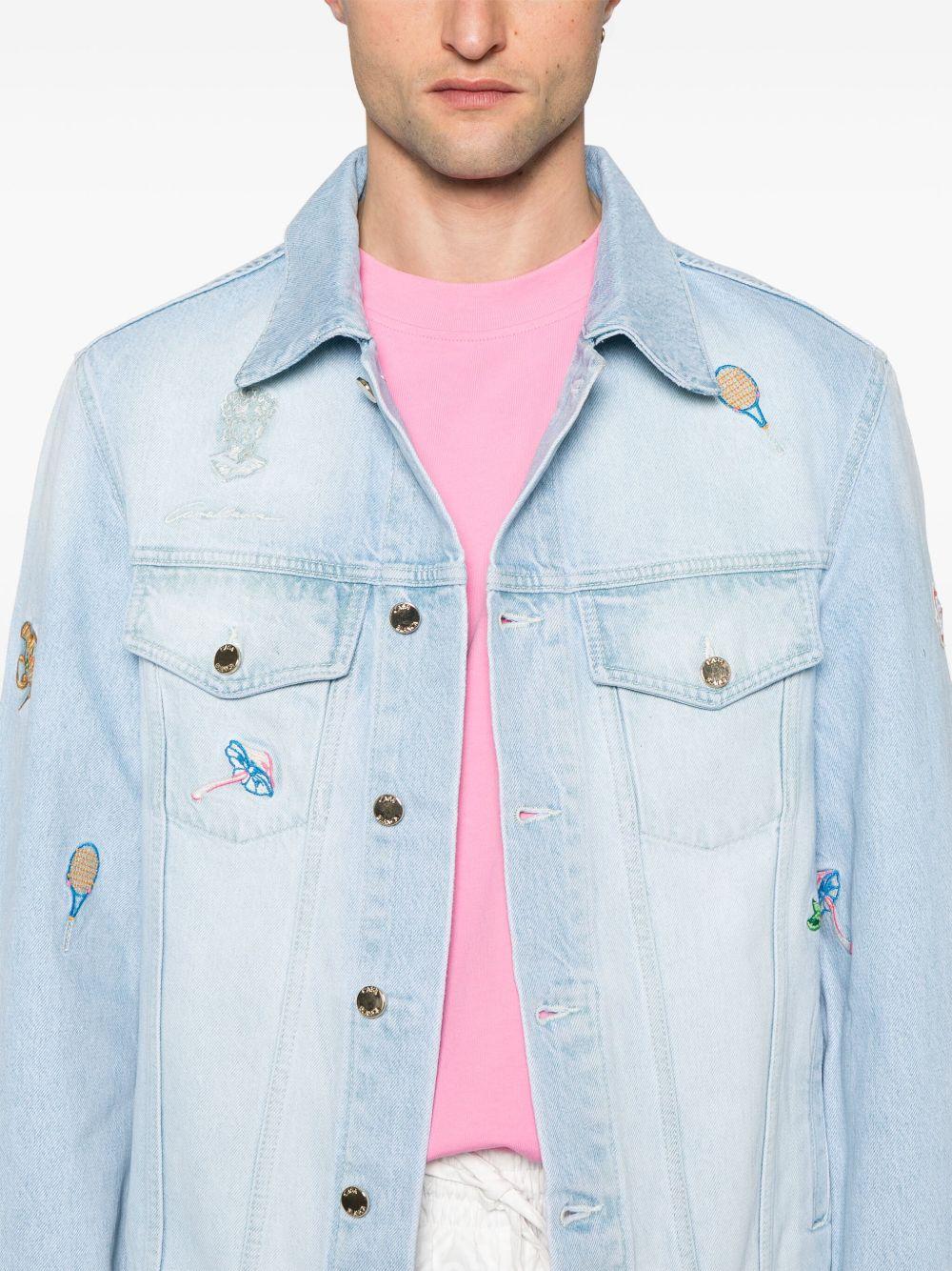 embroidered denim jacket Product Image