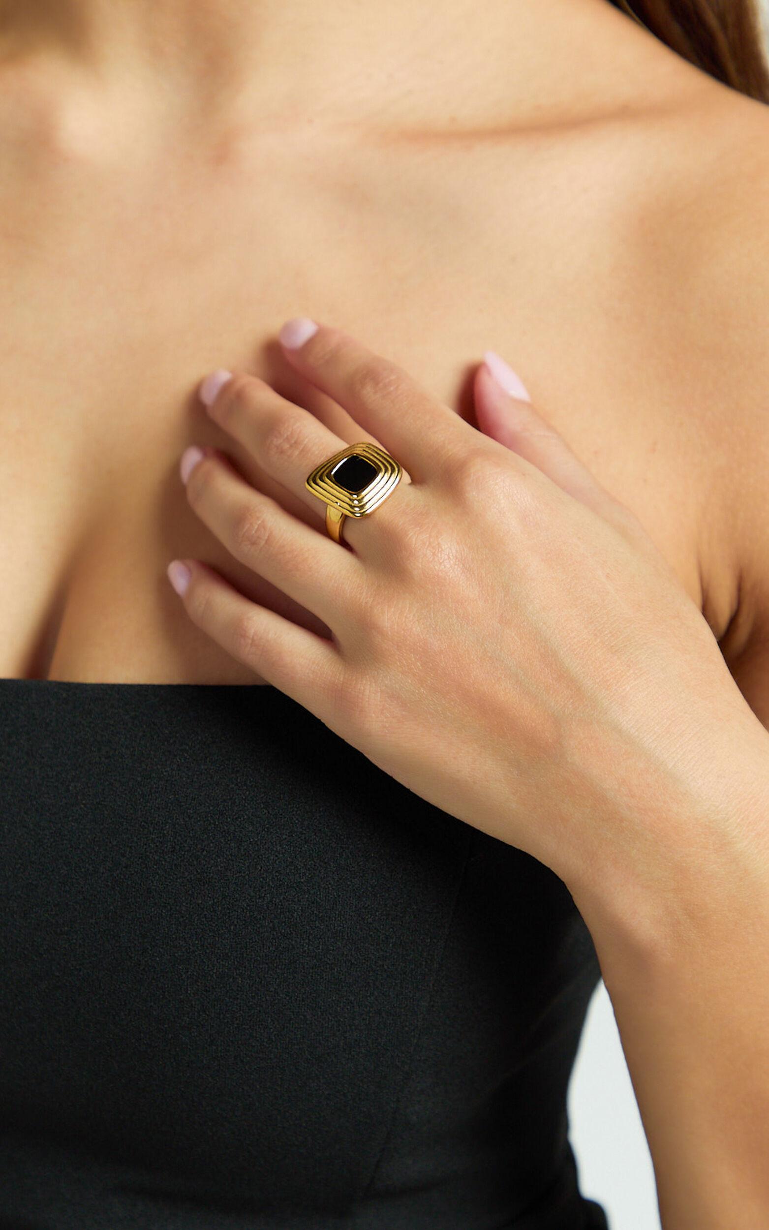 Gena Ring - Square Ring in Gold Product Image