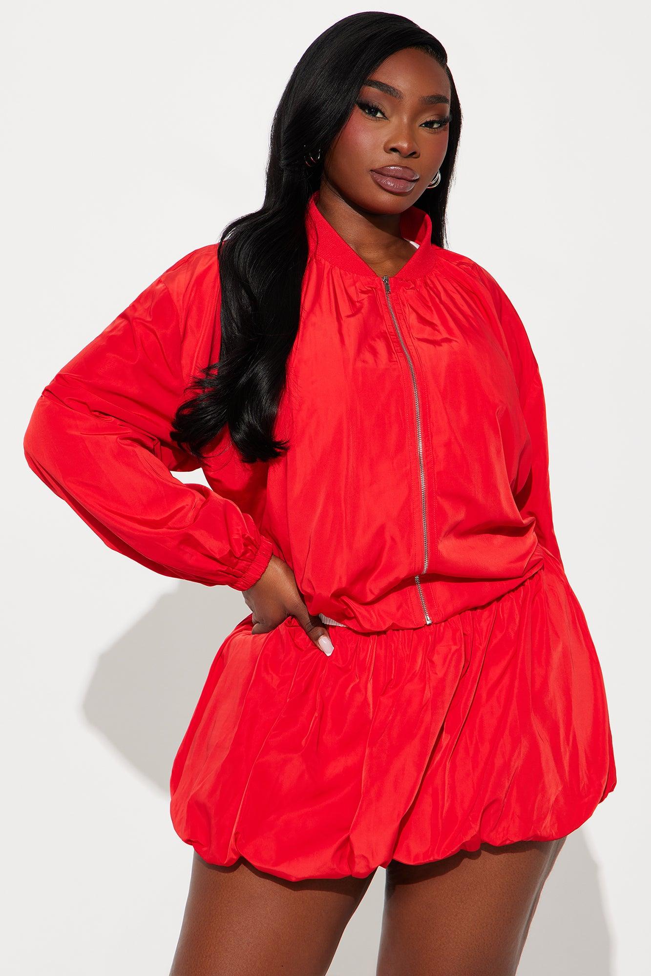 Sporty And Cute Bubble Skirt Set - Red Product Image