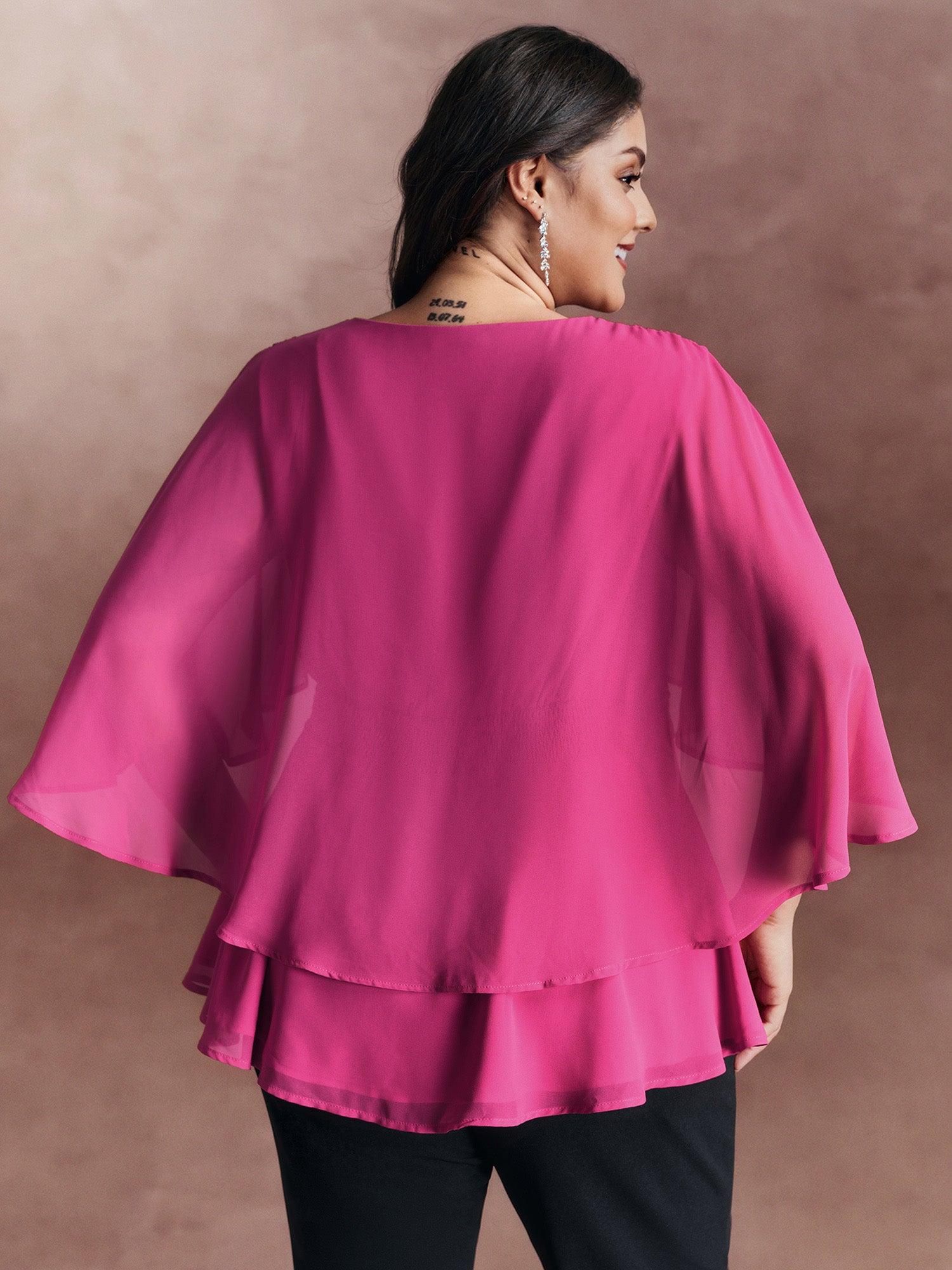 Chiffon Shawl Layered Sheer Blouse Female Product Image