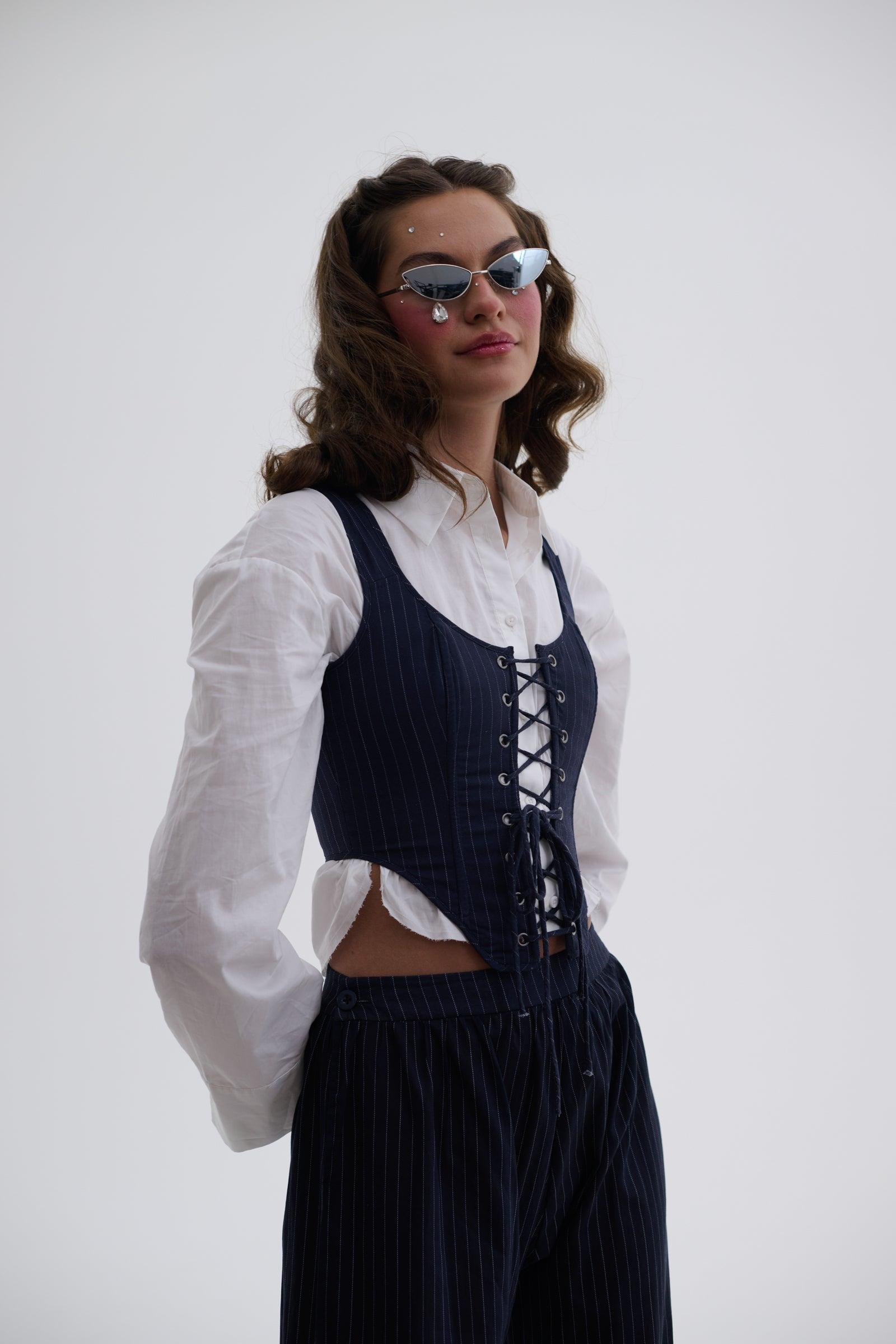 The Pinstripe Duchess Corset Product Image