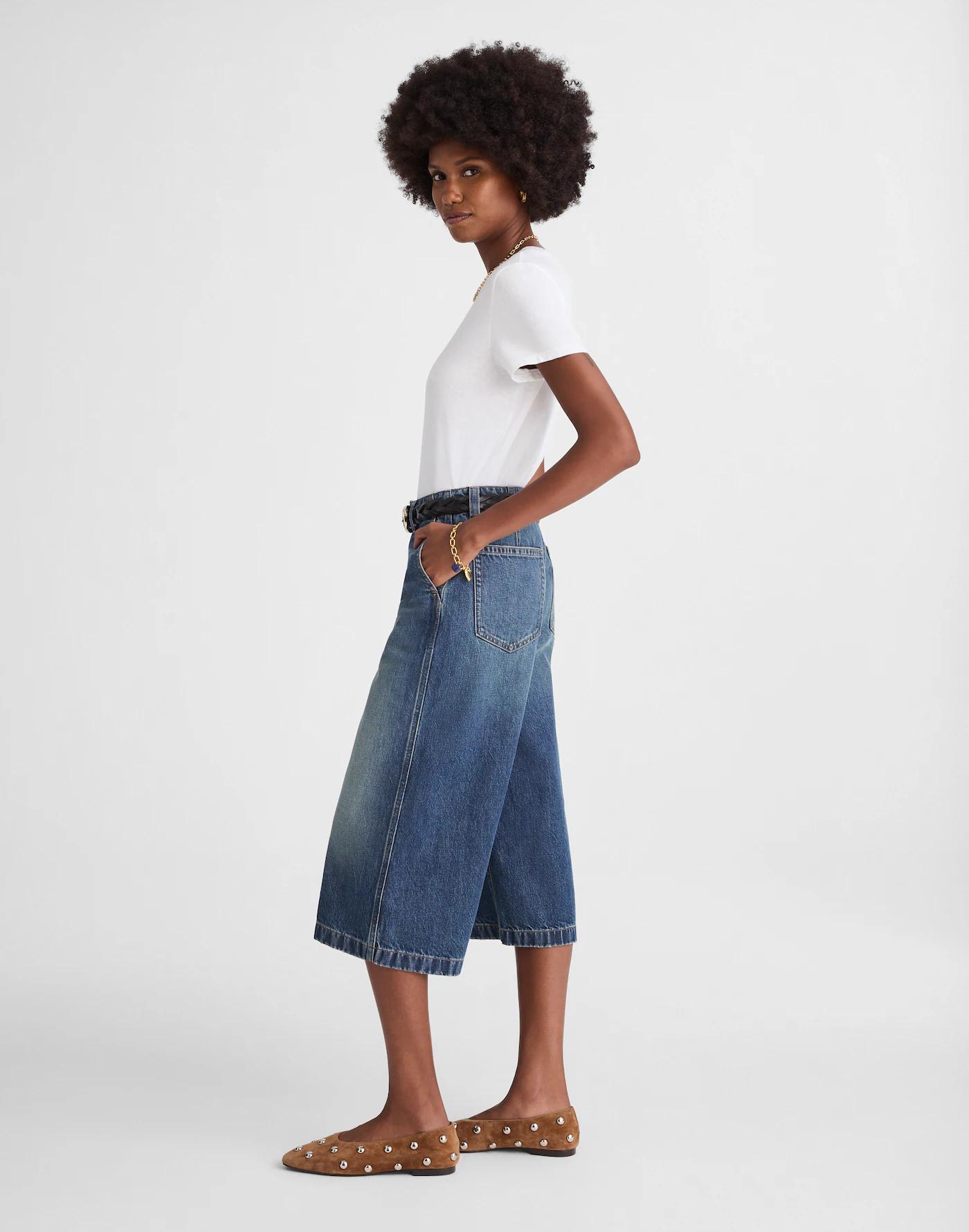 Denim Culottes in Greendale Wash Product Image