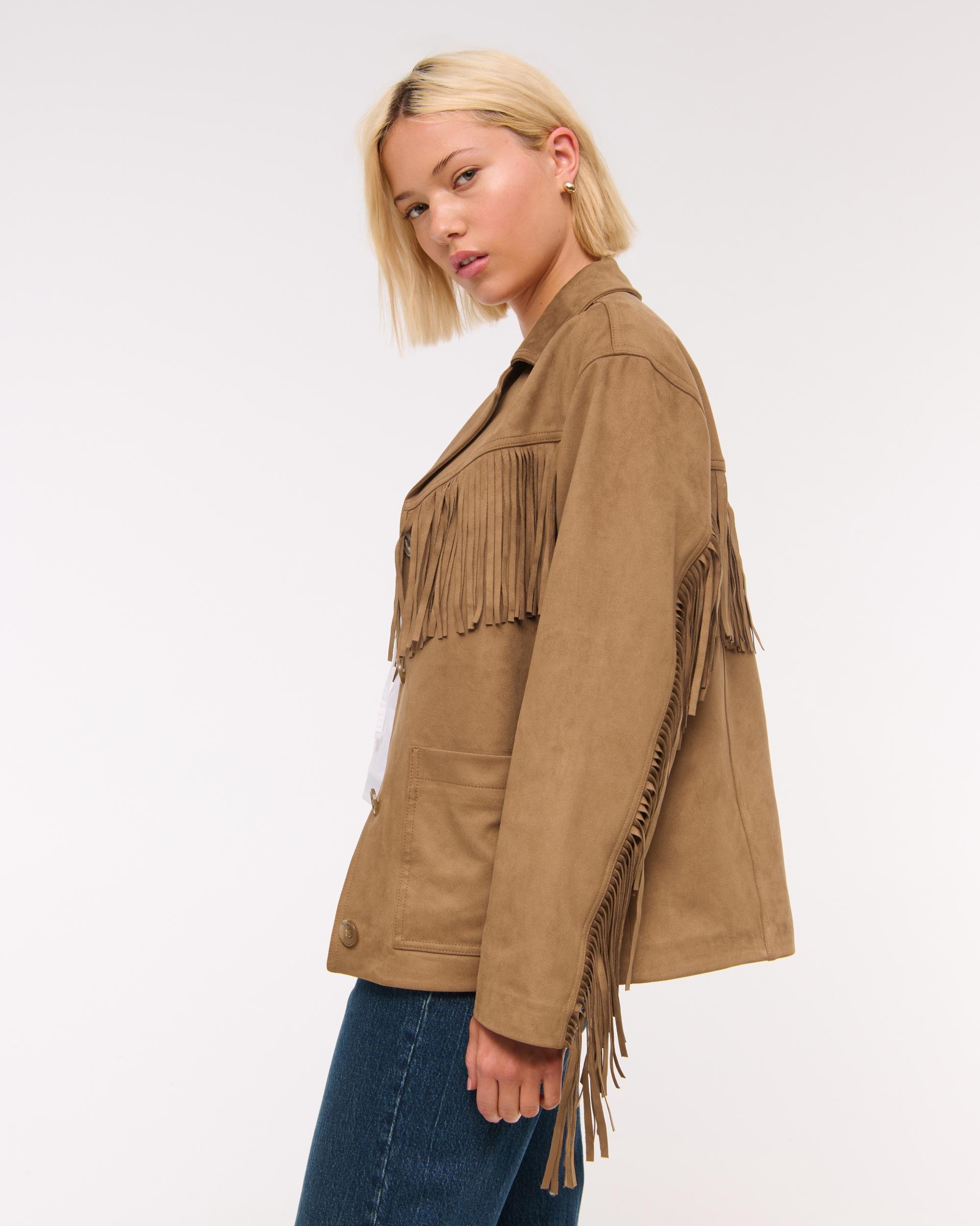 Vegan Suede Fringe Jacket Product Image