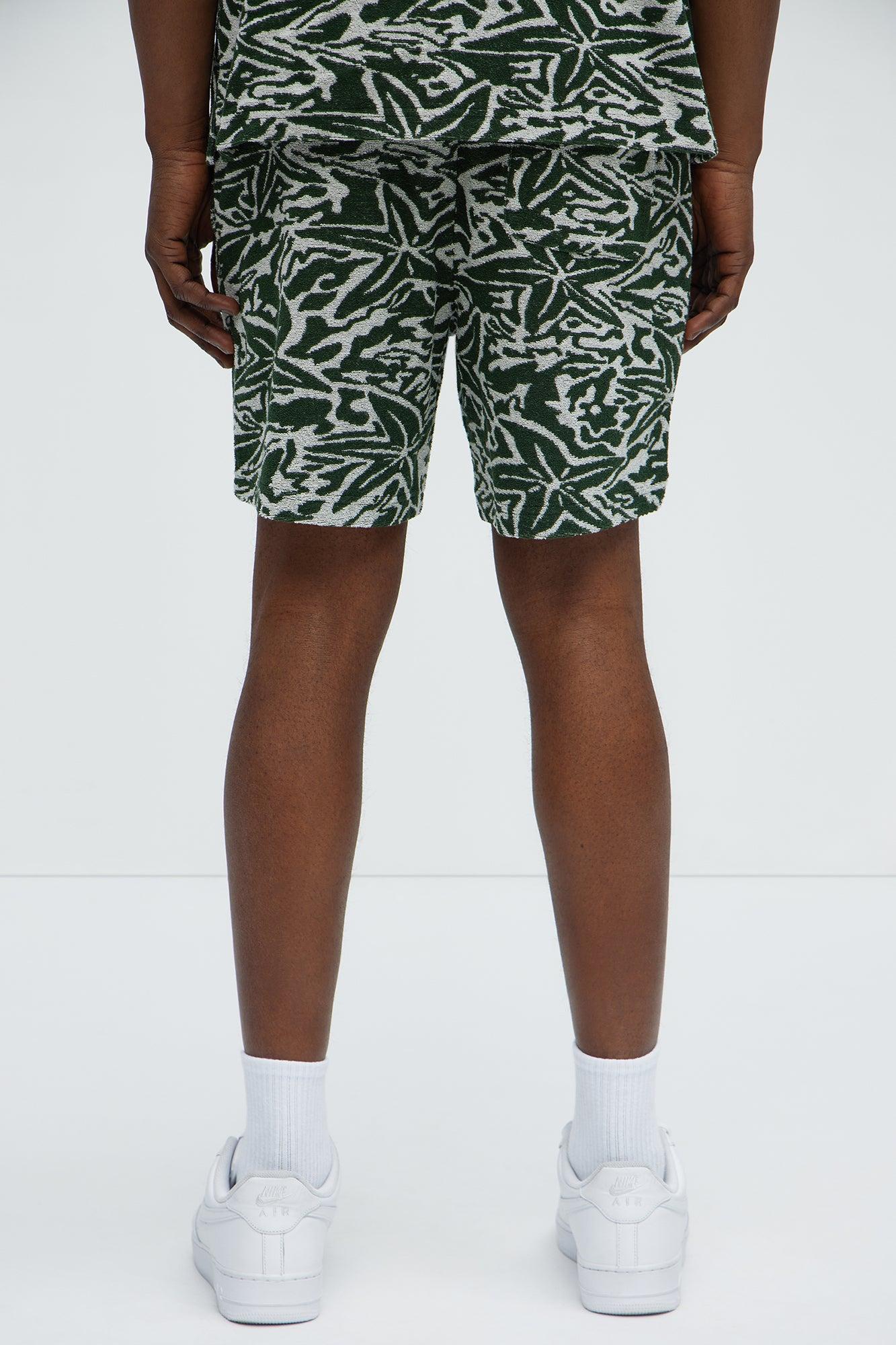 By The Sea Textured Knit Shorts - Green/combo Product Image